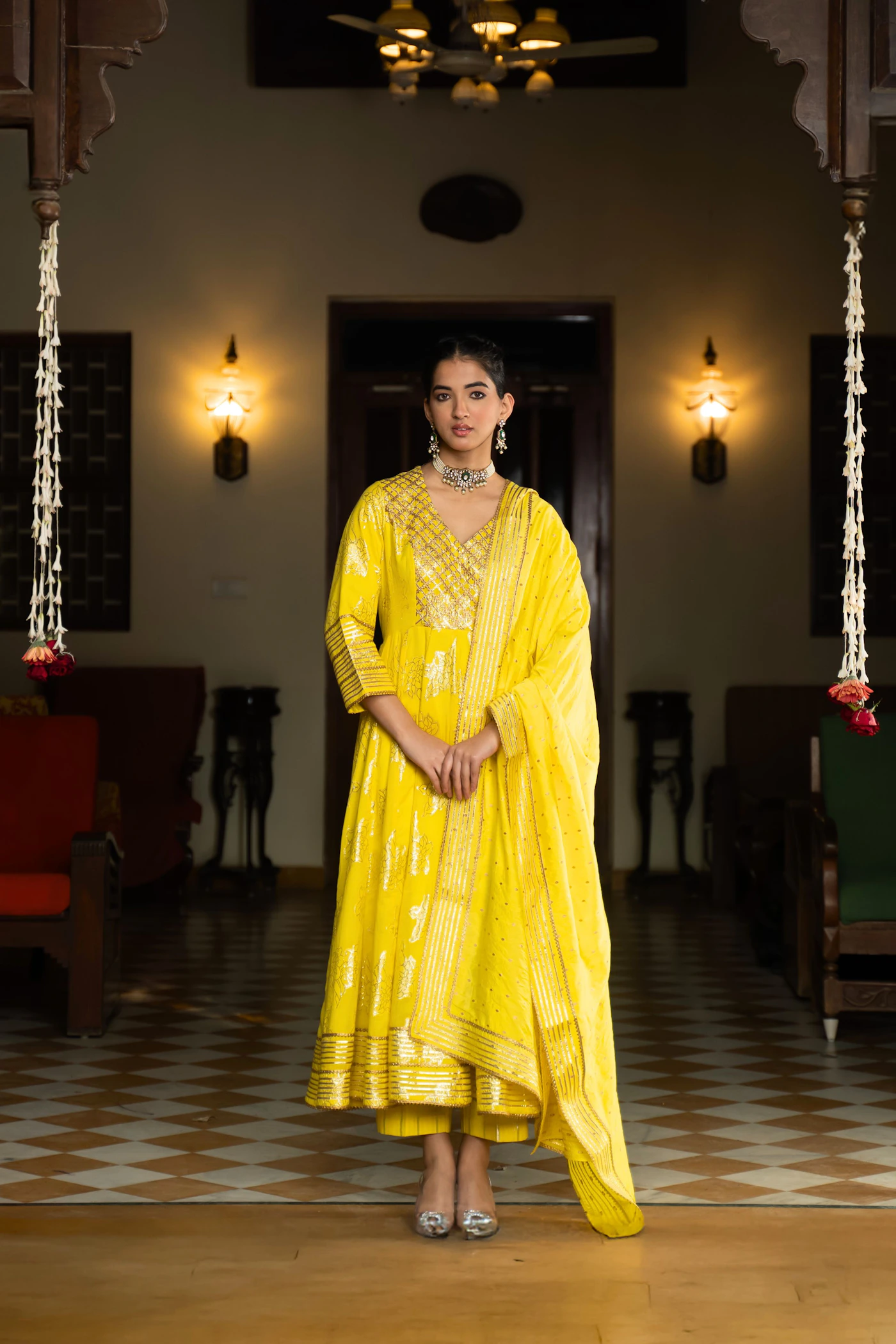 Woman wearing bright ethnic fashion