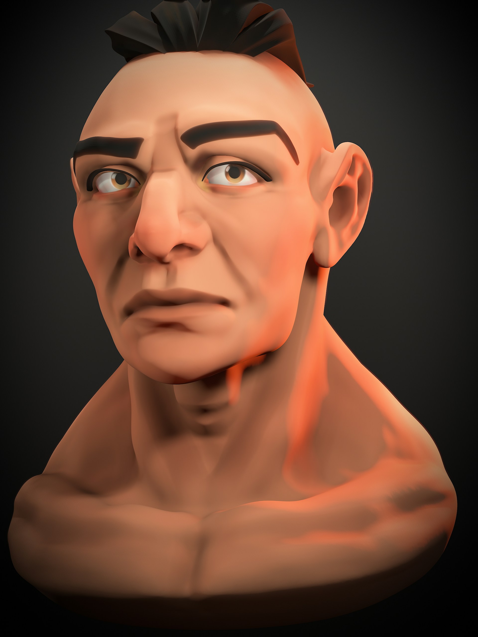 A stylized 3D bust of a man.