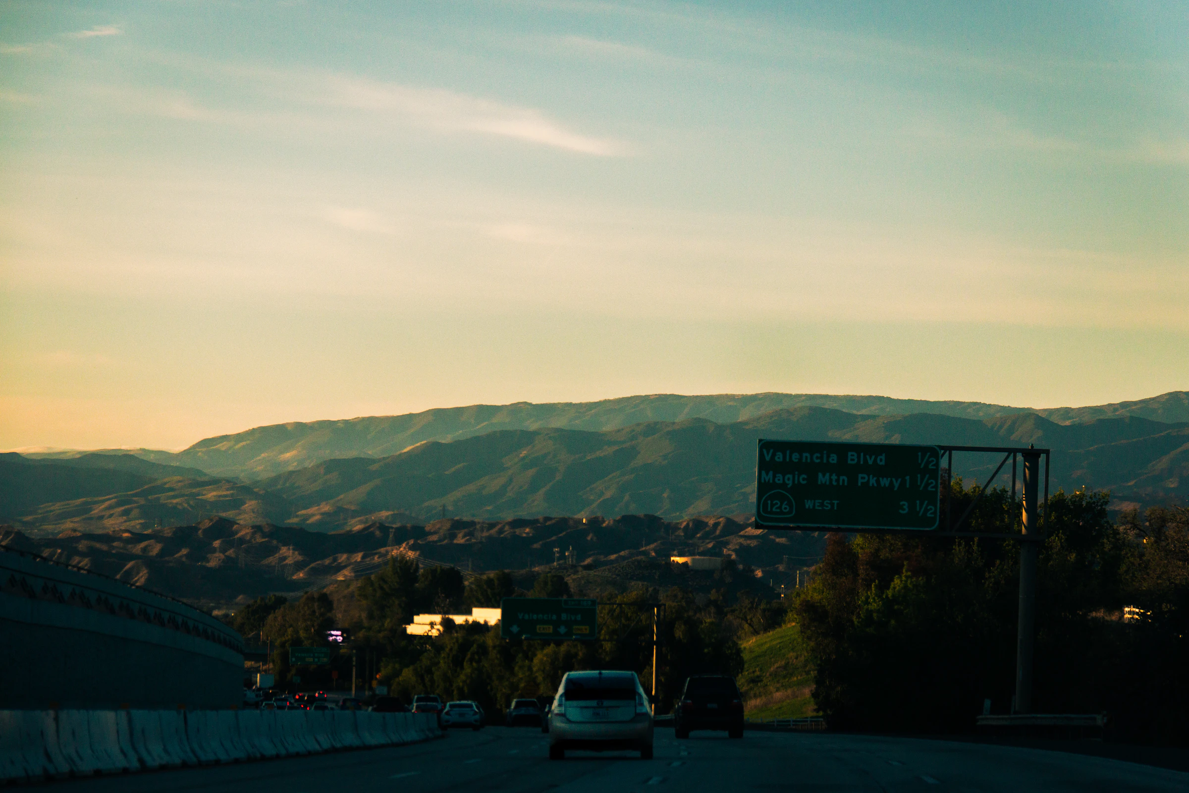 Sunset over the hills from Valencia Drive in La Verne