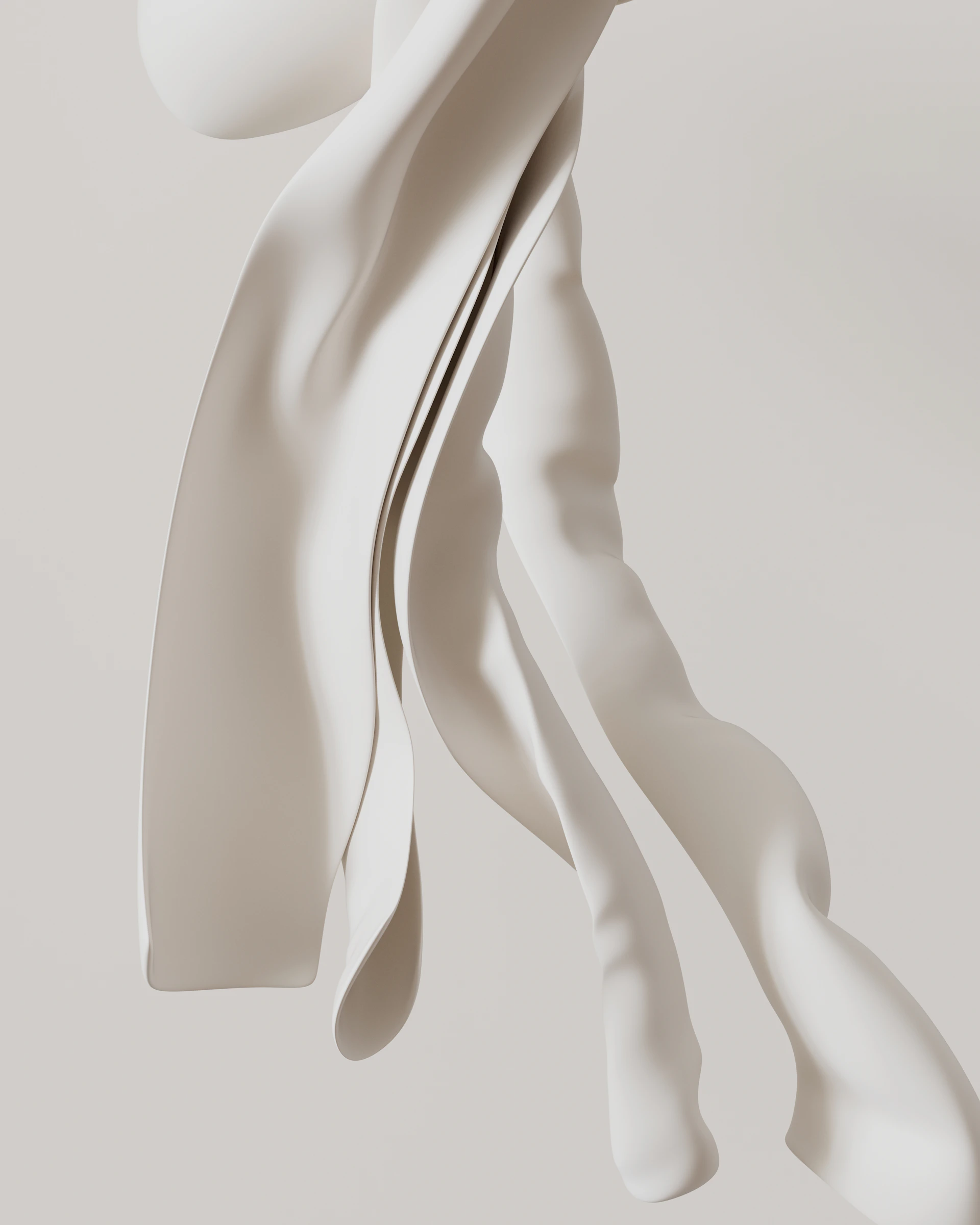 White fabric flows in a graceful, abstract way.
