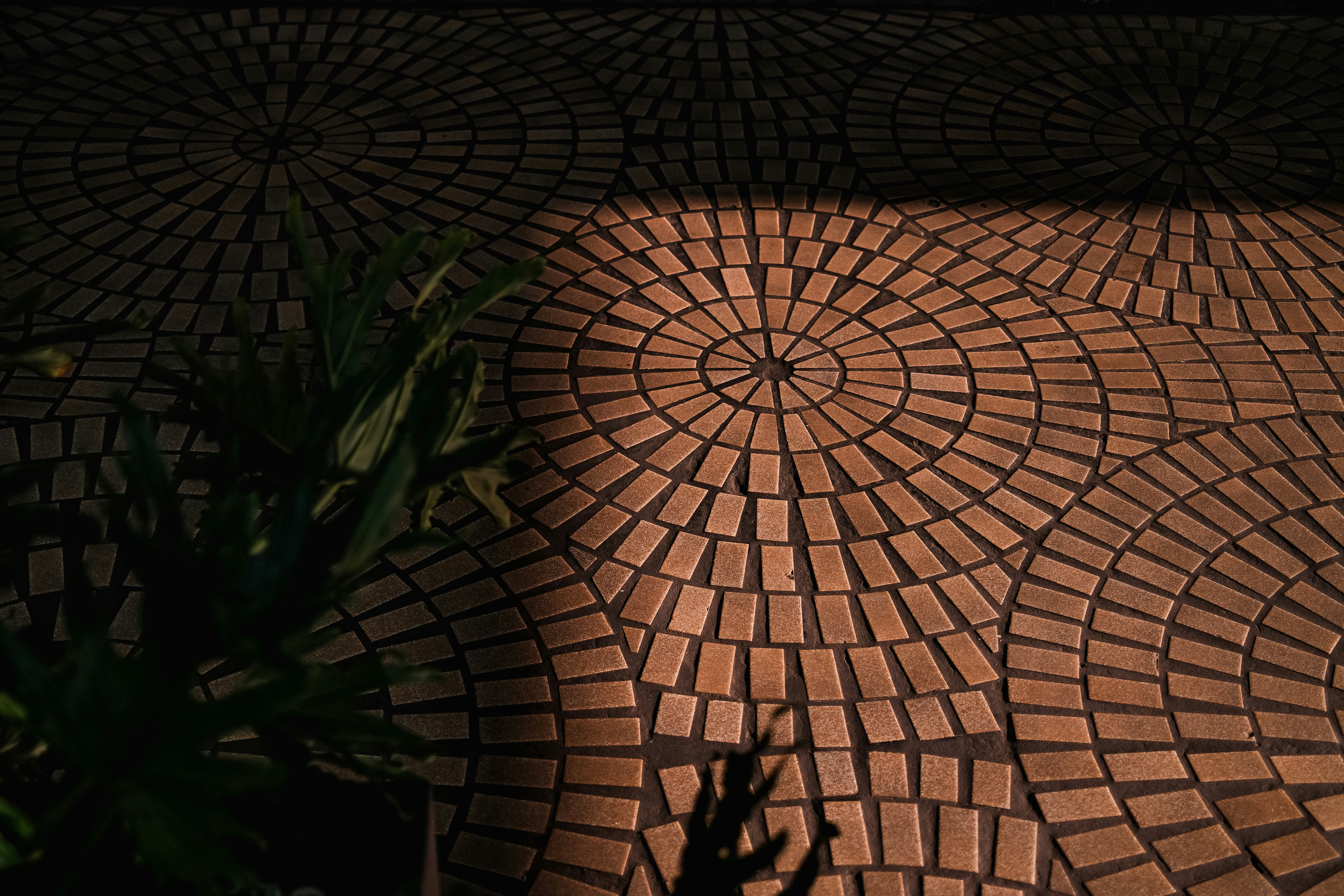 Radial circle brick driveway entrance