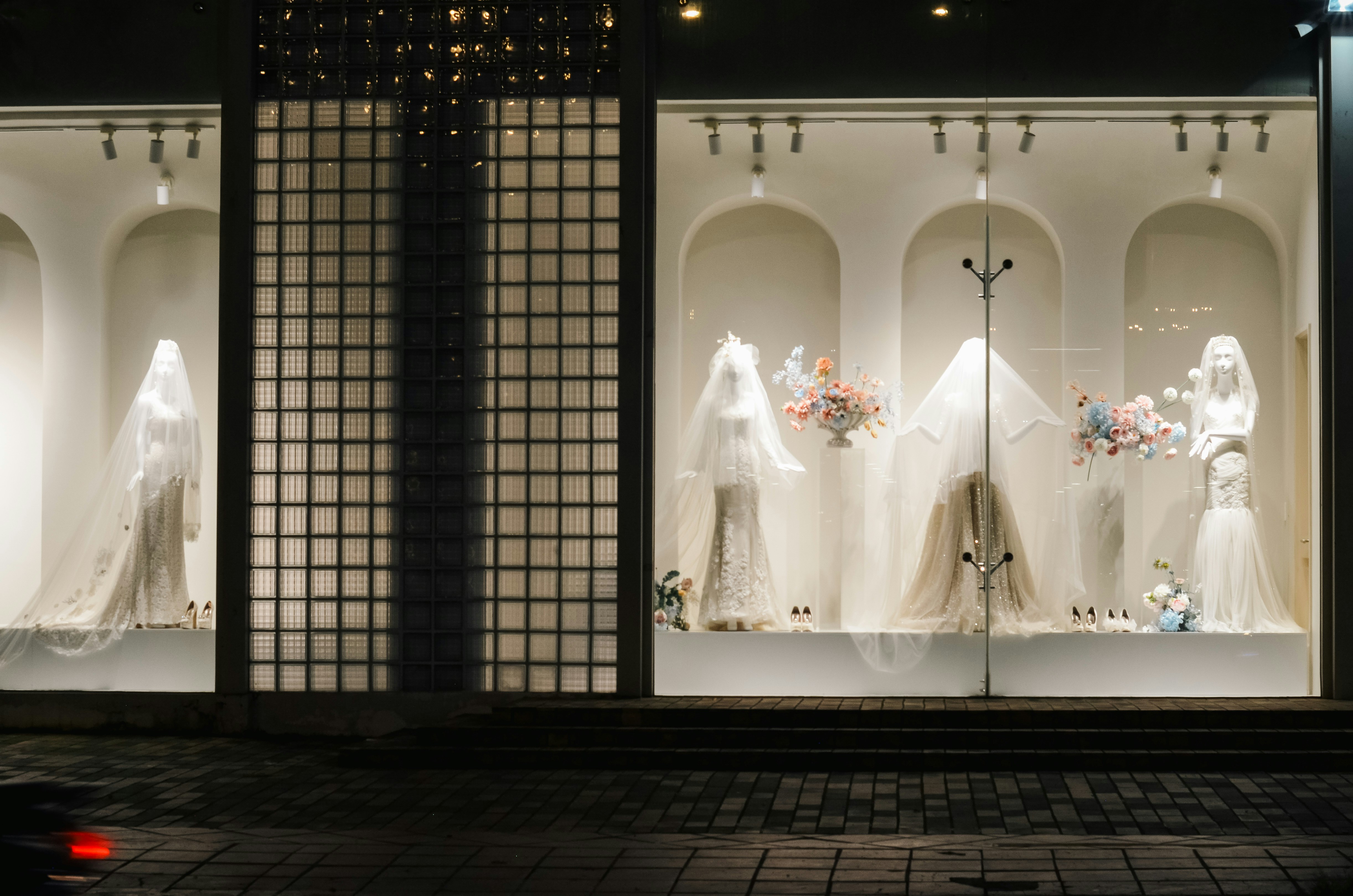 Luxury bridal lingerie boutique interior with elegant displays - Bridal lingerie shop