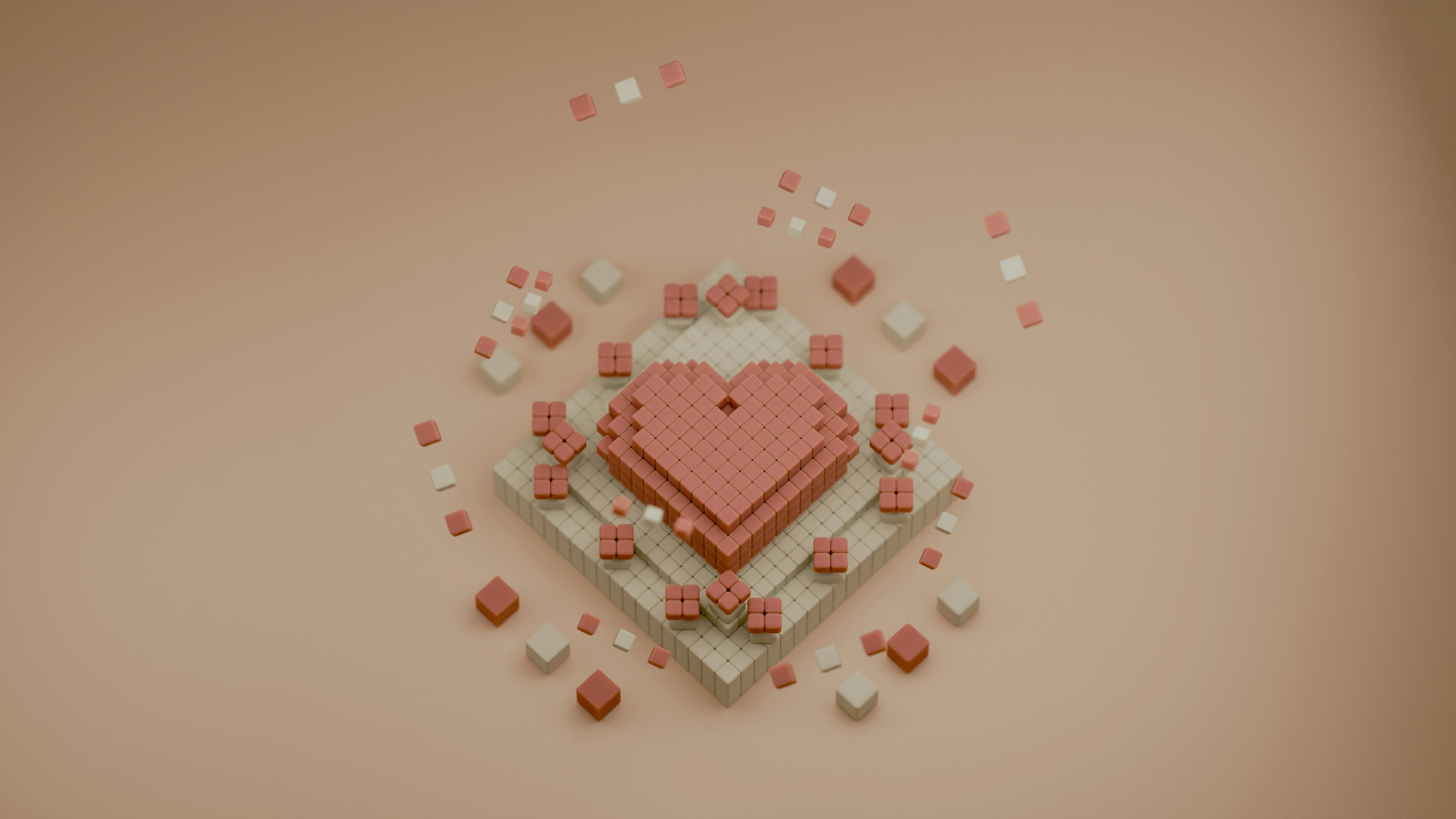 A 3D pixelated heart is displayed. — photo by Omar:. Lopez-Rincon