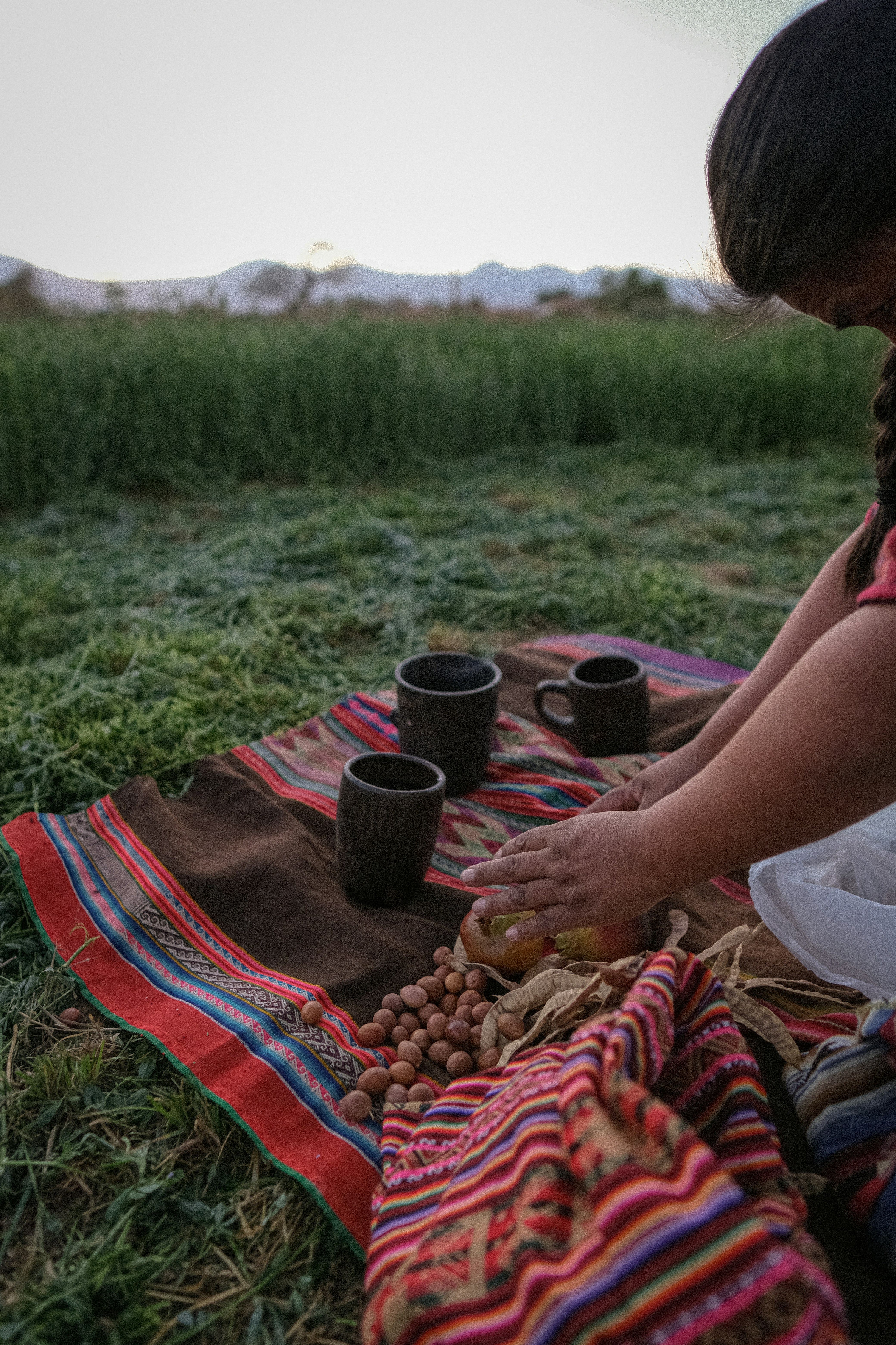 Berber tea ceremony setup with traditional Moroccan teapots
