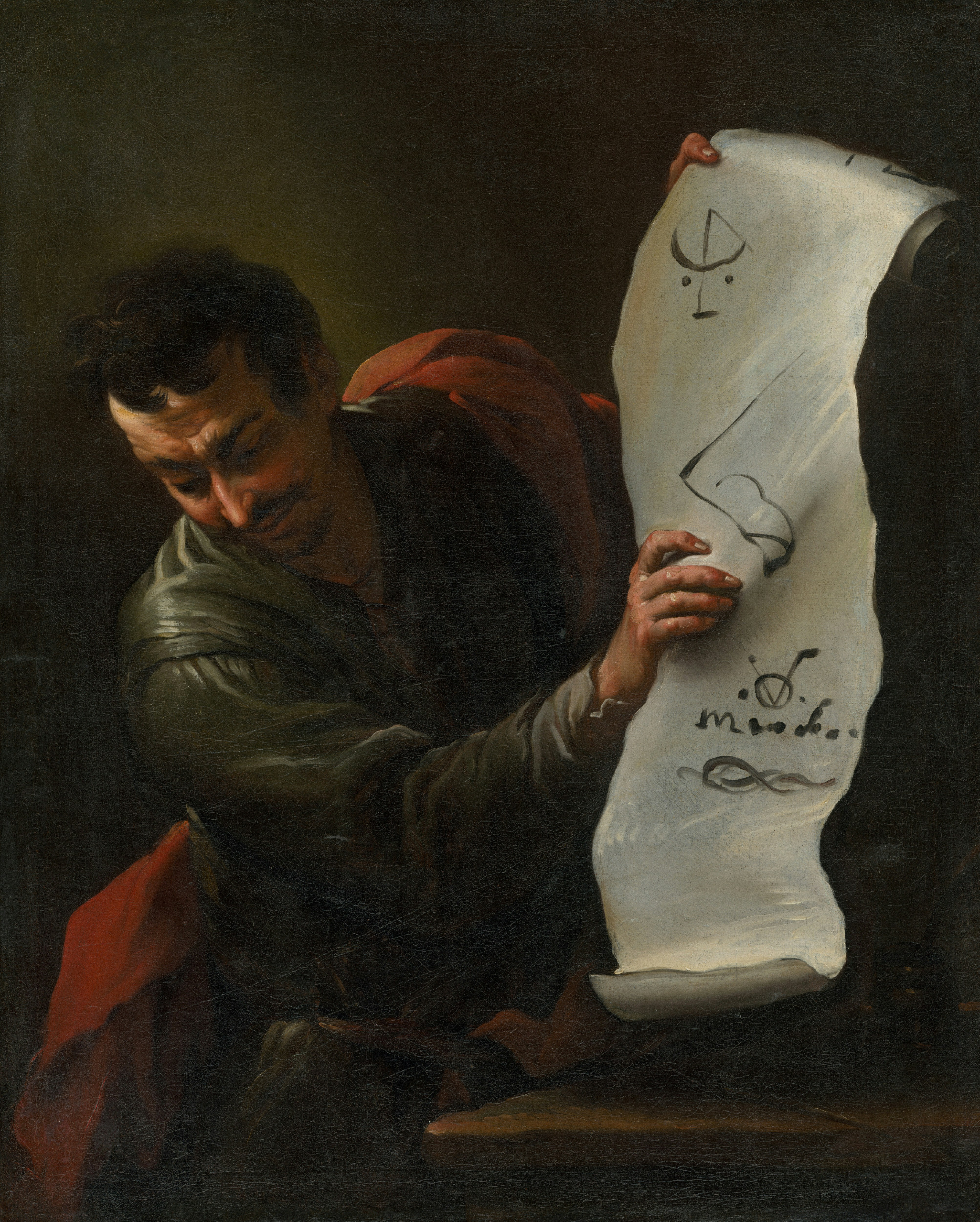 Man holding a scroll with drawings and writing. photo – Free Art Image ...