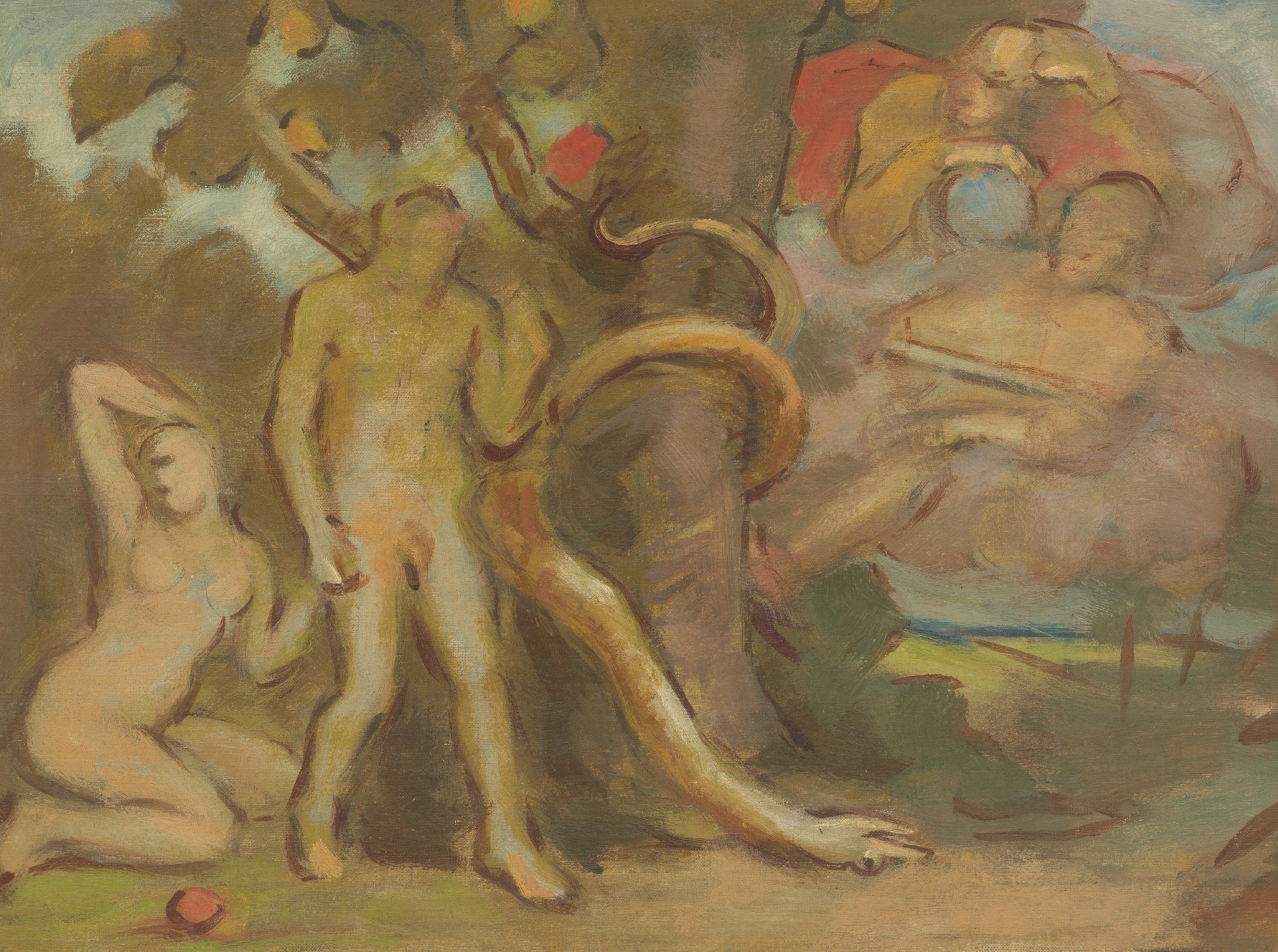 nude woman and white swan painting