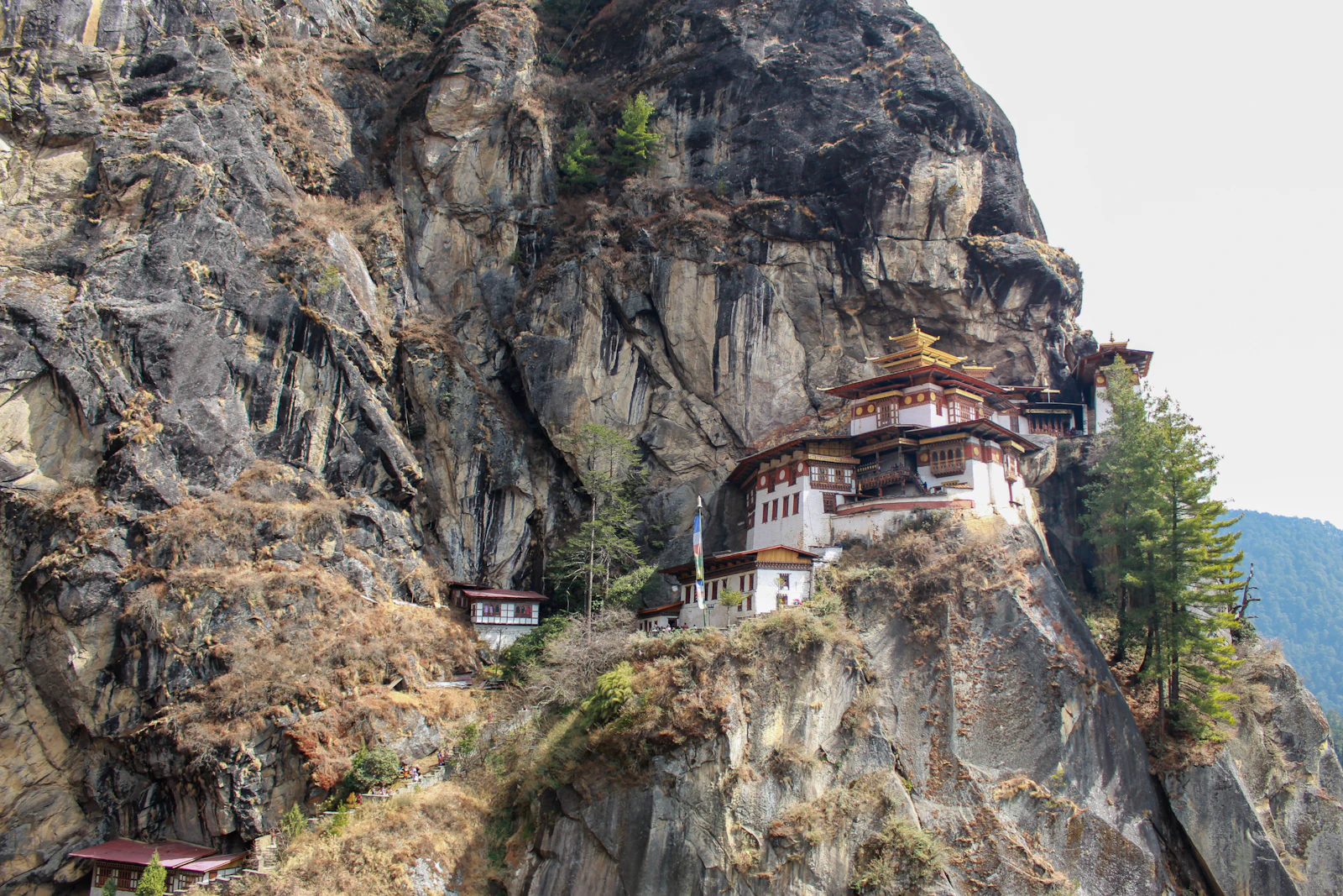 Taktsang, the Tiger's Nest monastery, clinging to its cliff above the Paro valley in Bhutan