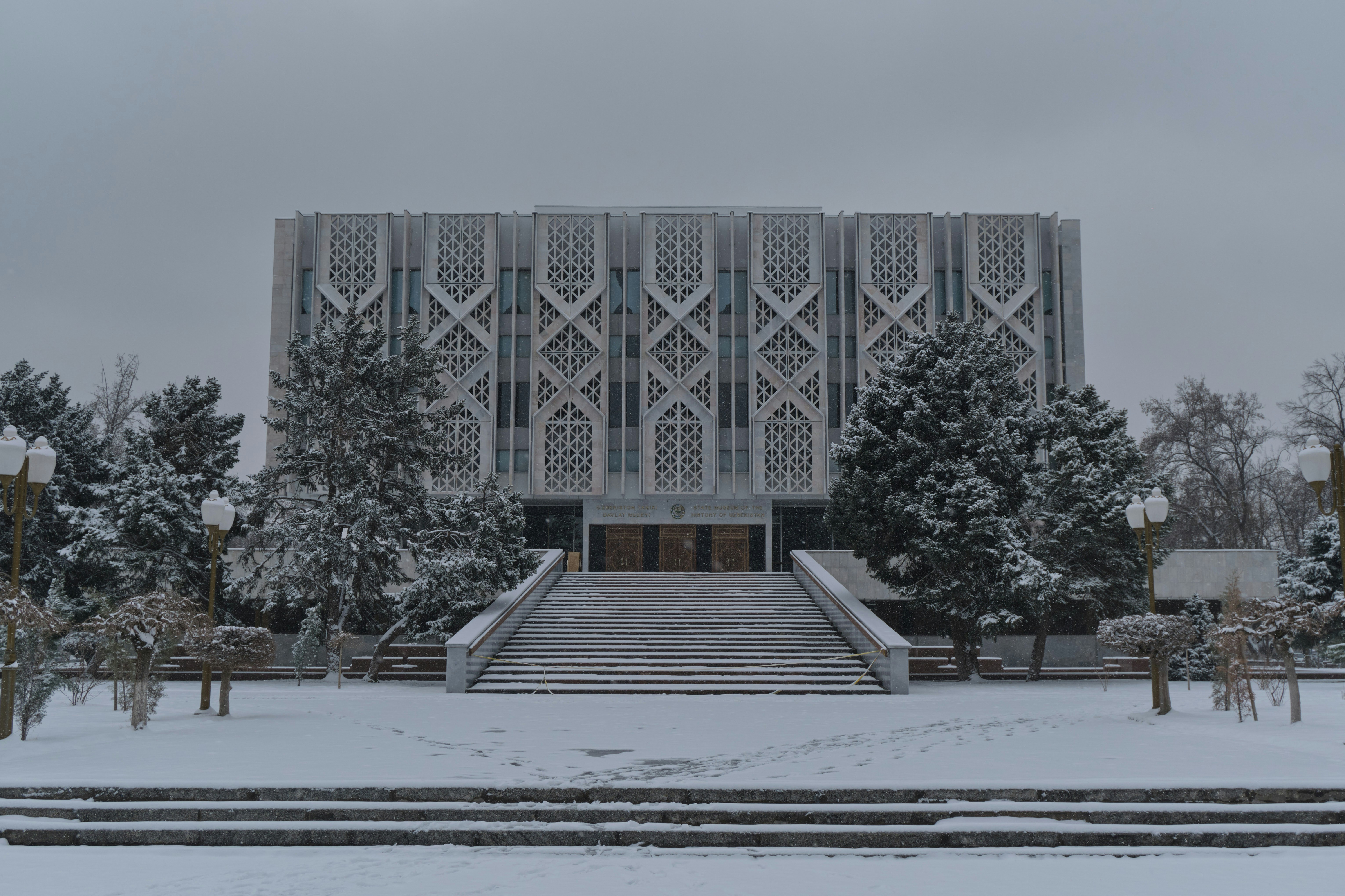 A building covered in snow during winter.