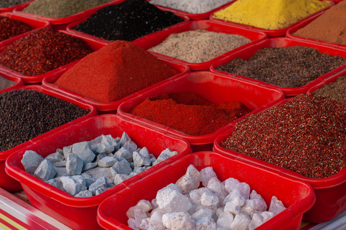 Traditional Uzbek spices in a market