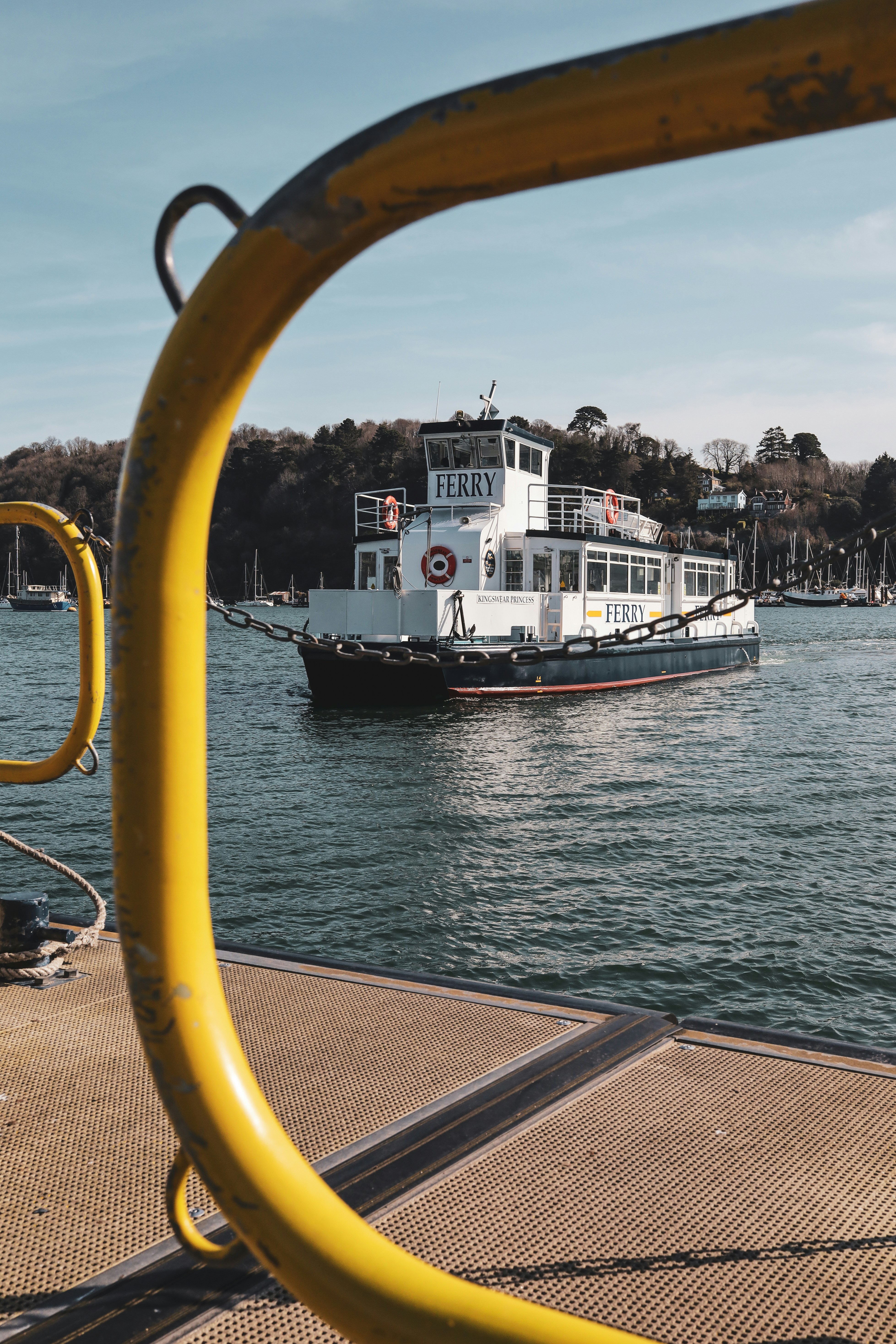 A ferry boat is seen on the water.