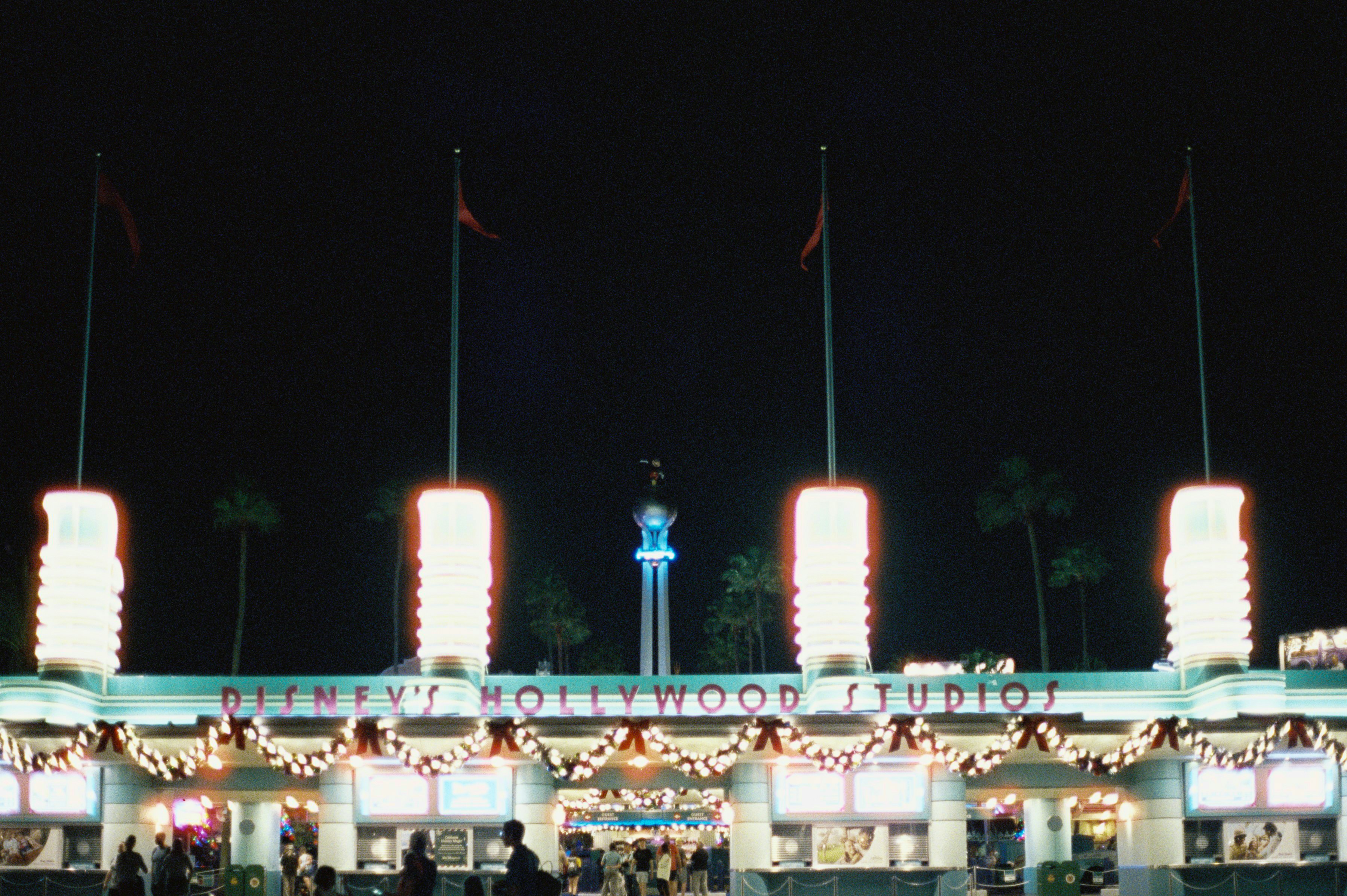 Disney's hollywood studios at night.