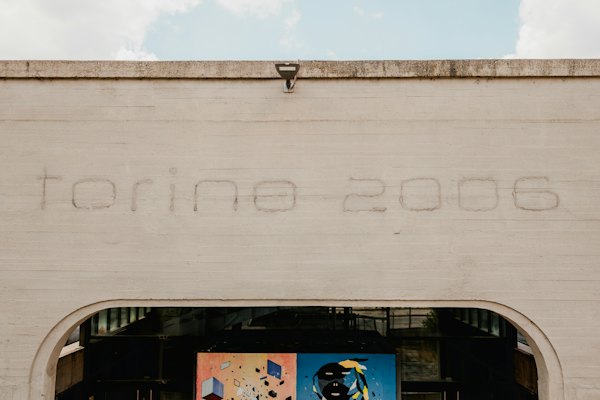 Turin 2006, written on a building's facade
