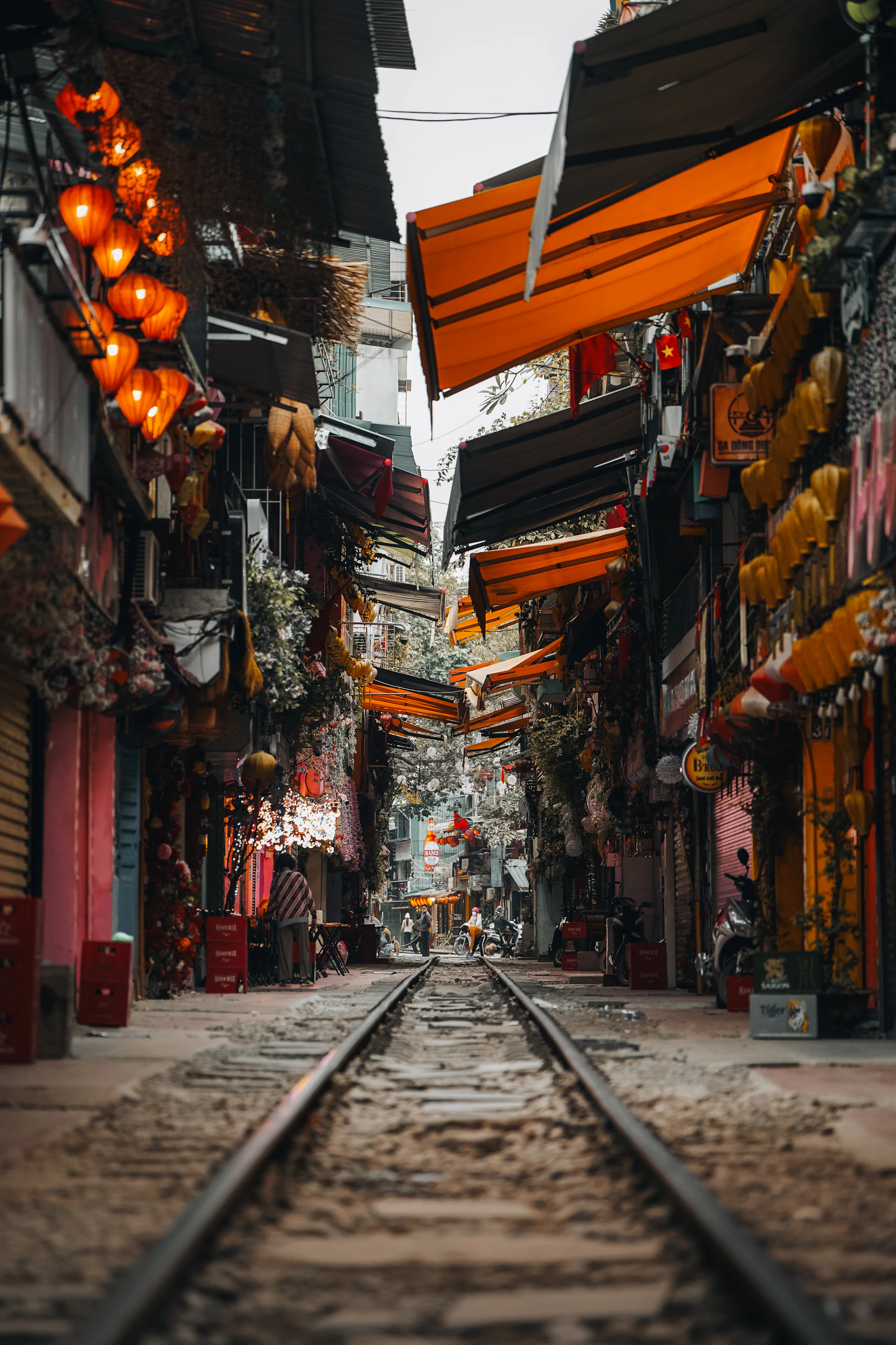 A narrow street on Hanoi’s historic train street