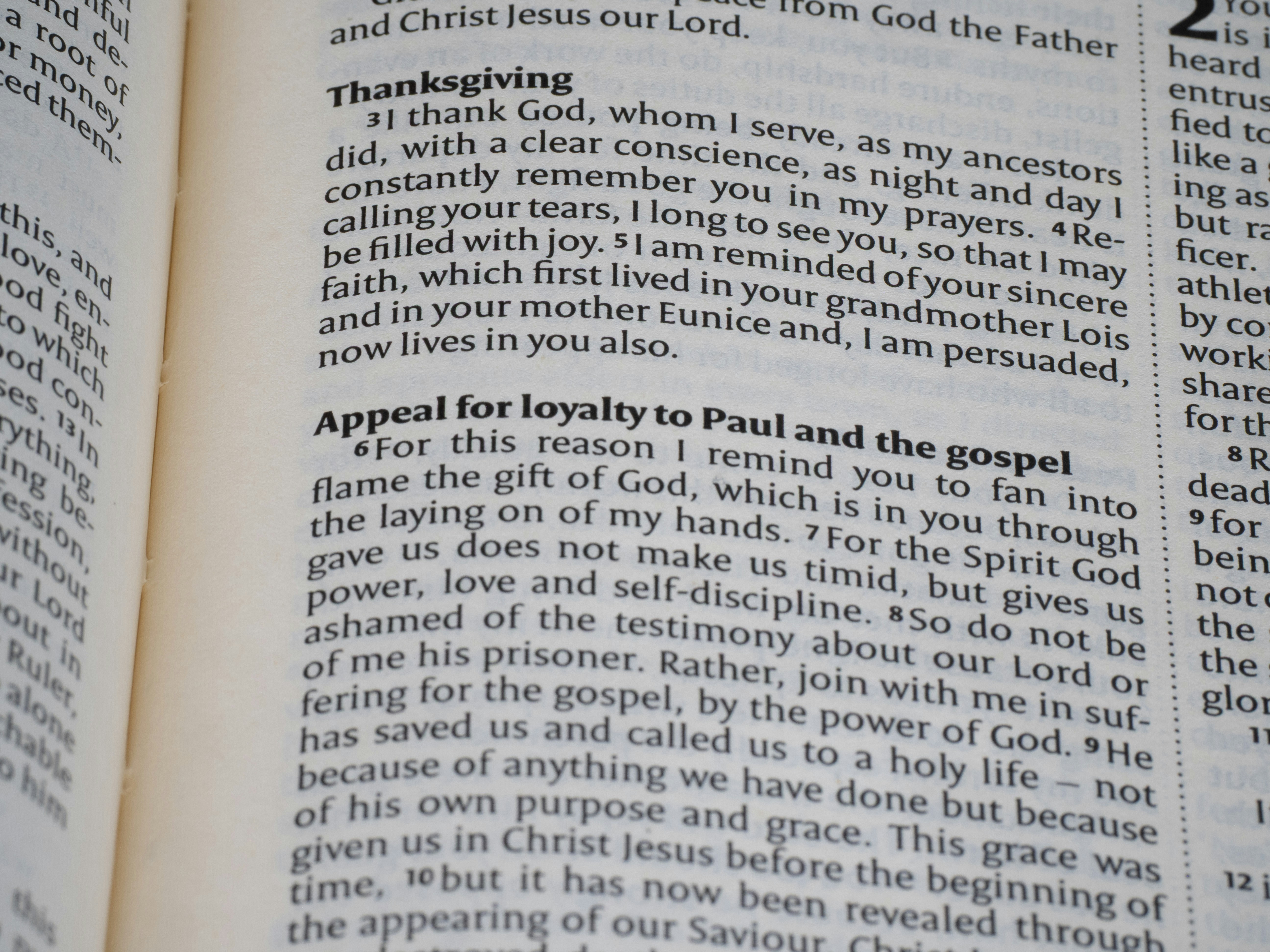 A passage of the bible describes thanksgiving and loyalty.