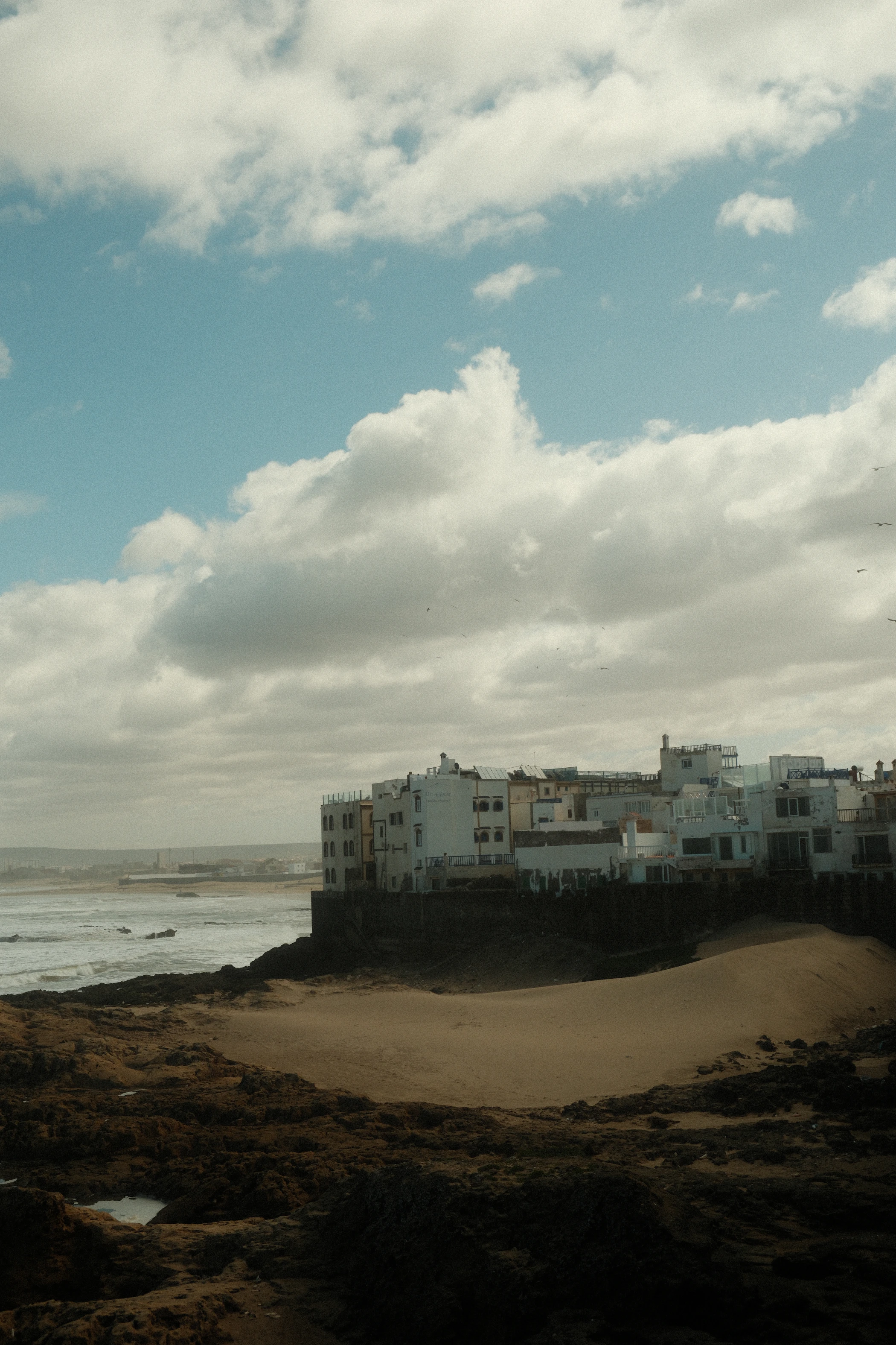 Atlantic coast and historic waterfront buildings in Essaouira