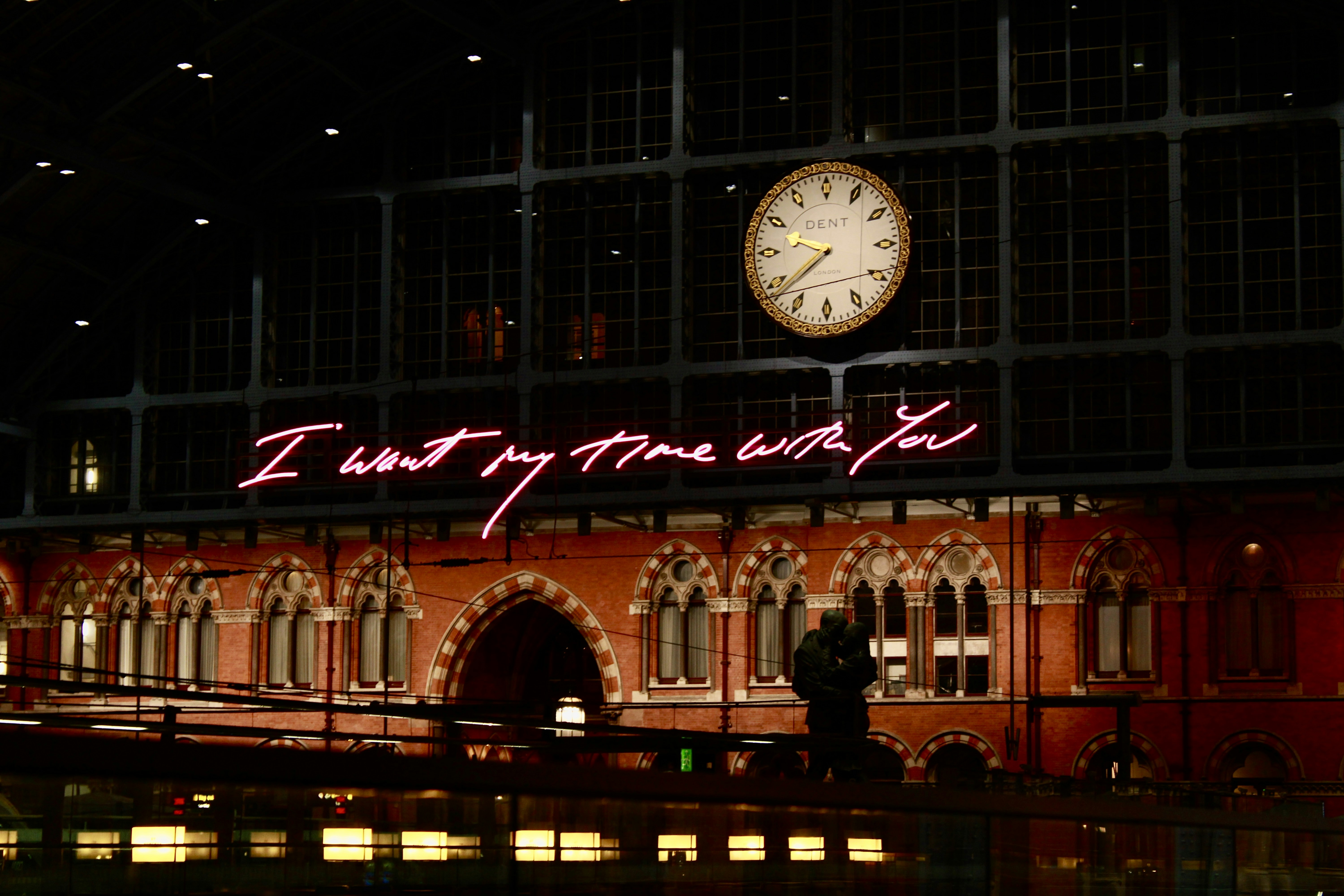 Neon sign in a station.