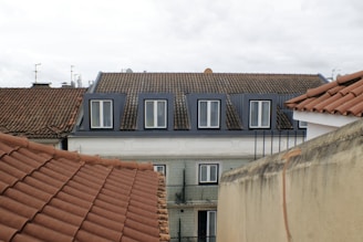 Buildings with tiled roofs and dormer windows.