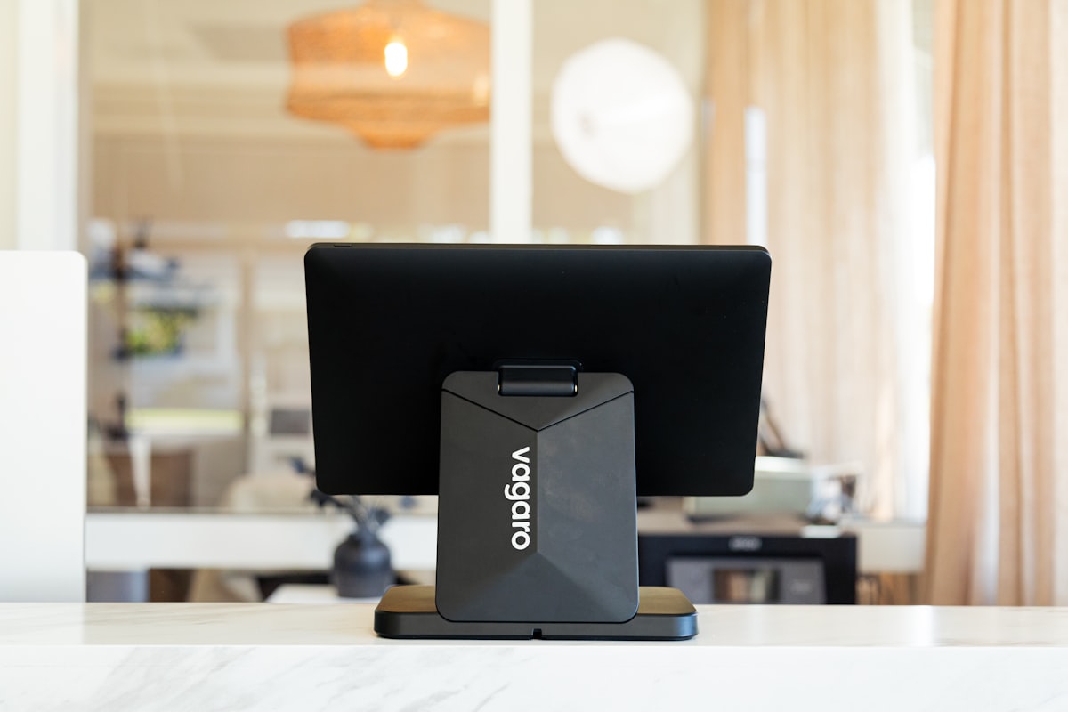 Professional restaurant POS terminal hardware on counter