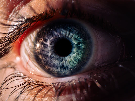 A close-up shot of a blue eye.