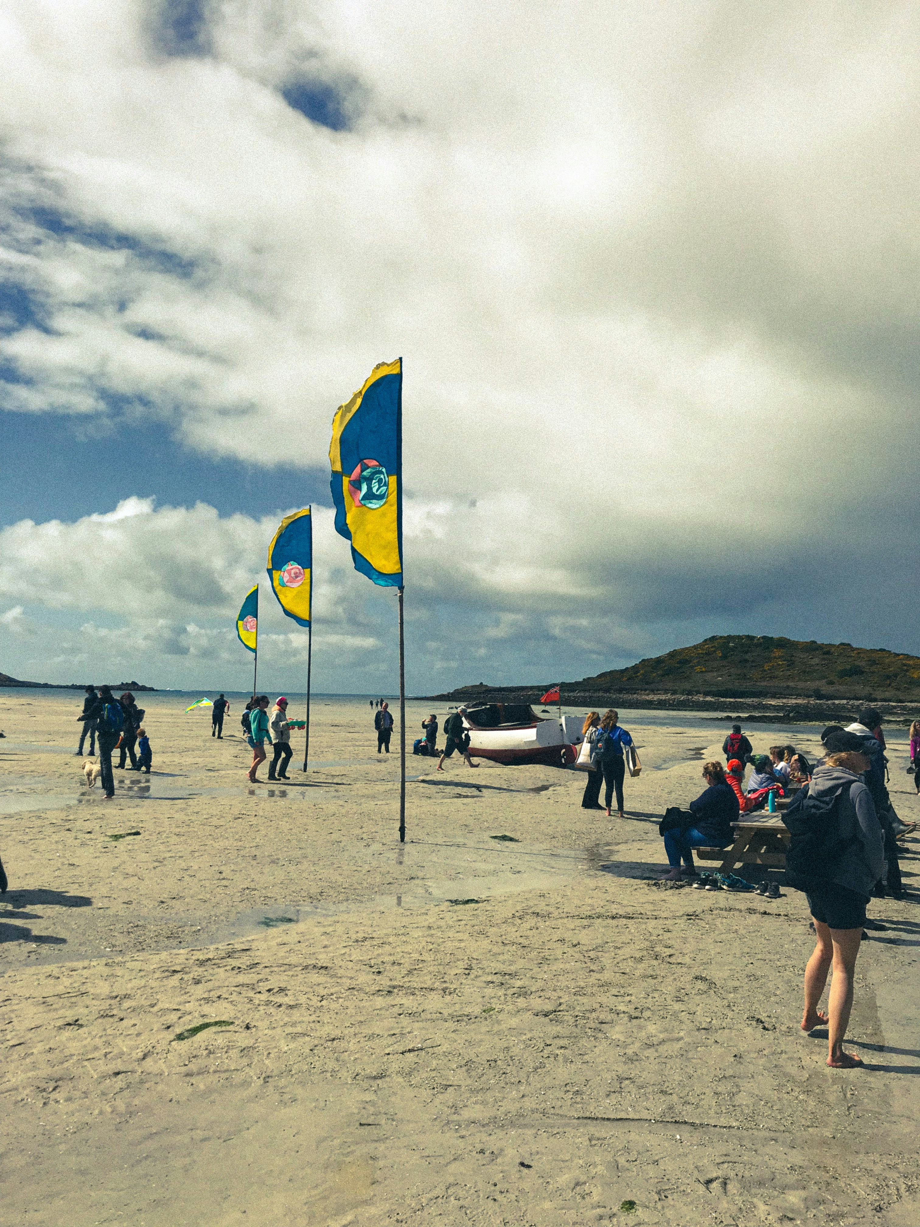 People enjoy a day at the beach.