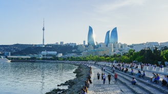 A view of baku, azerbaijan's skyline.