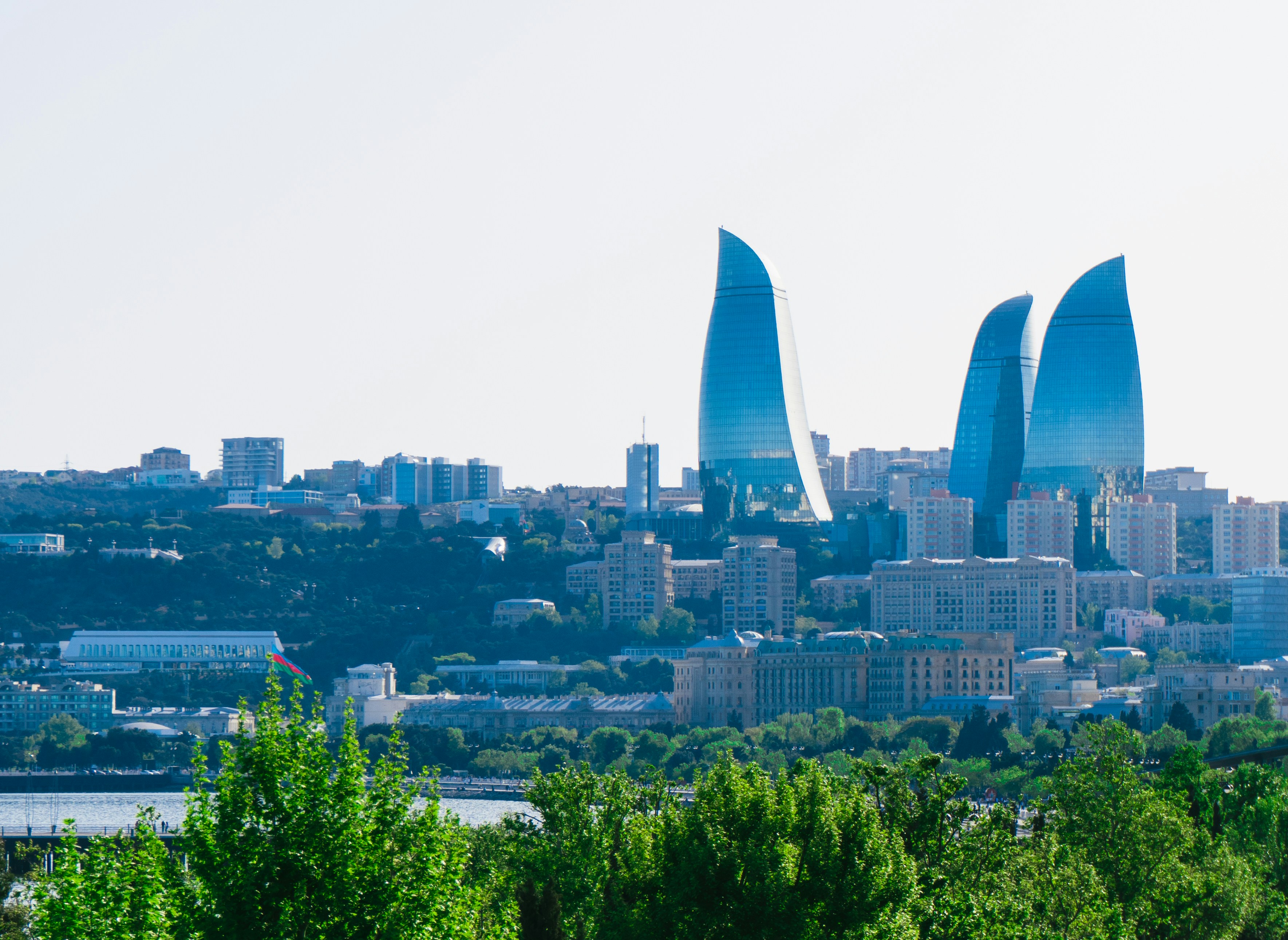 Flame towers dominate the baku skyline.