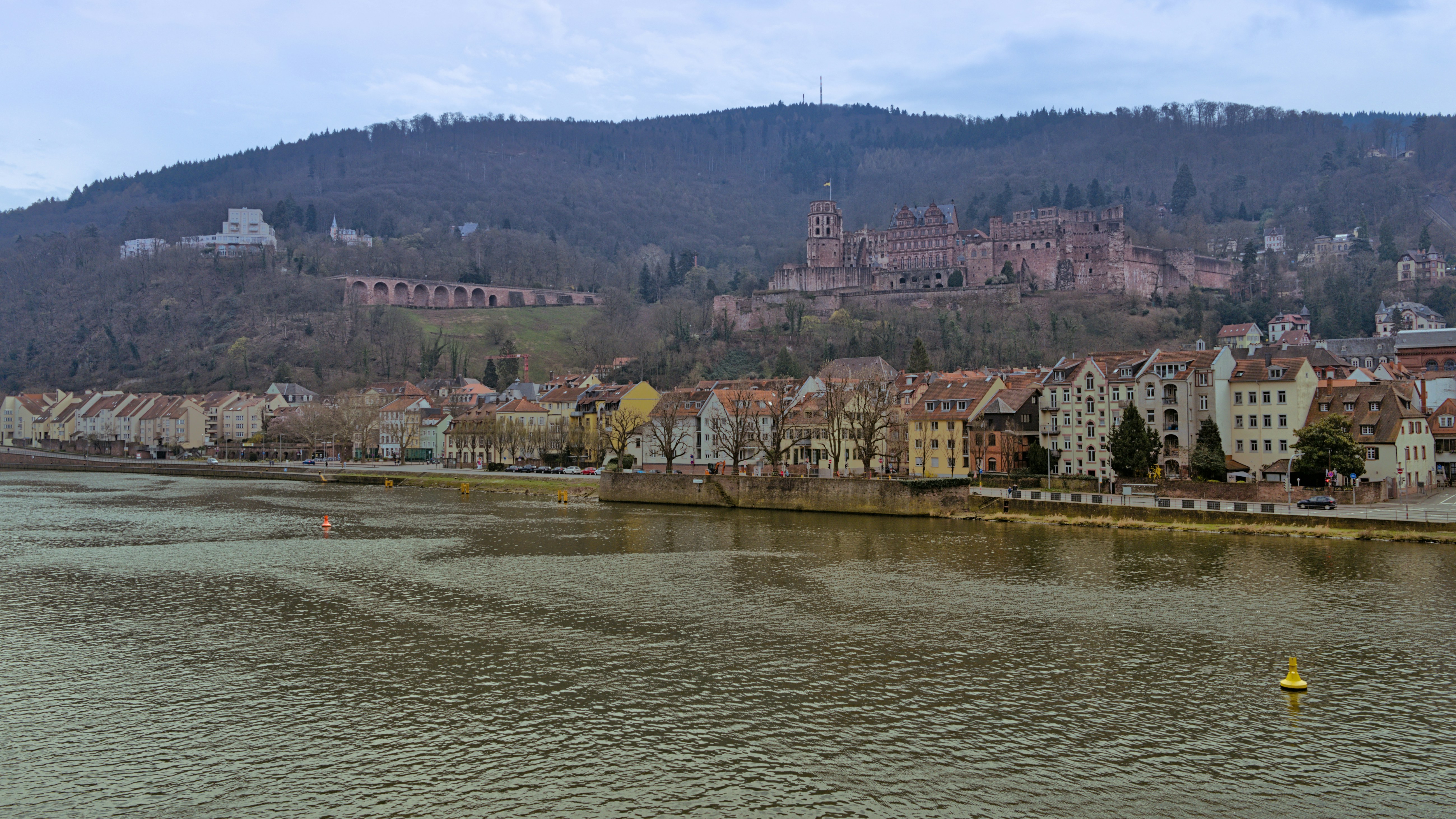 Blick über den Neckar auf das Heidelberger Schloss und die Altstadt