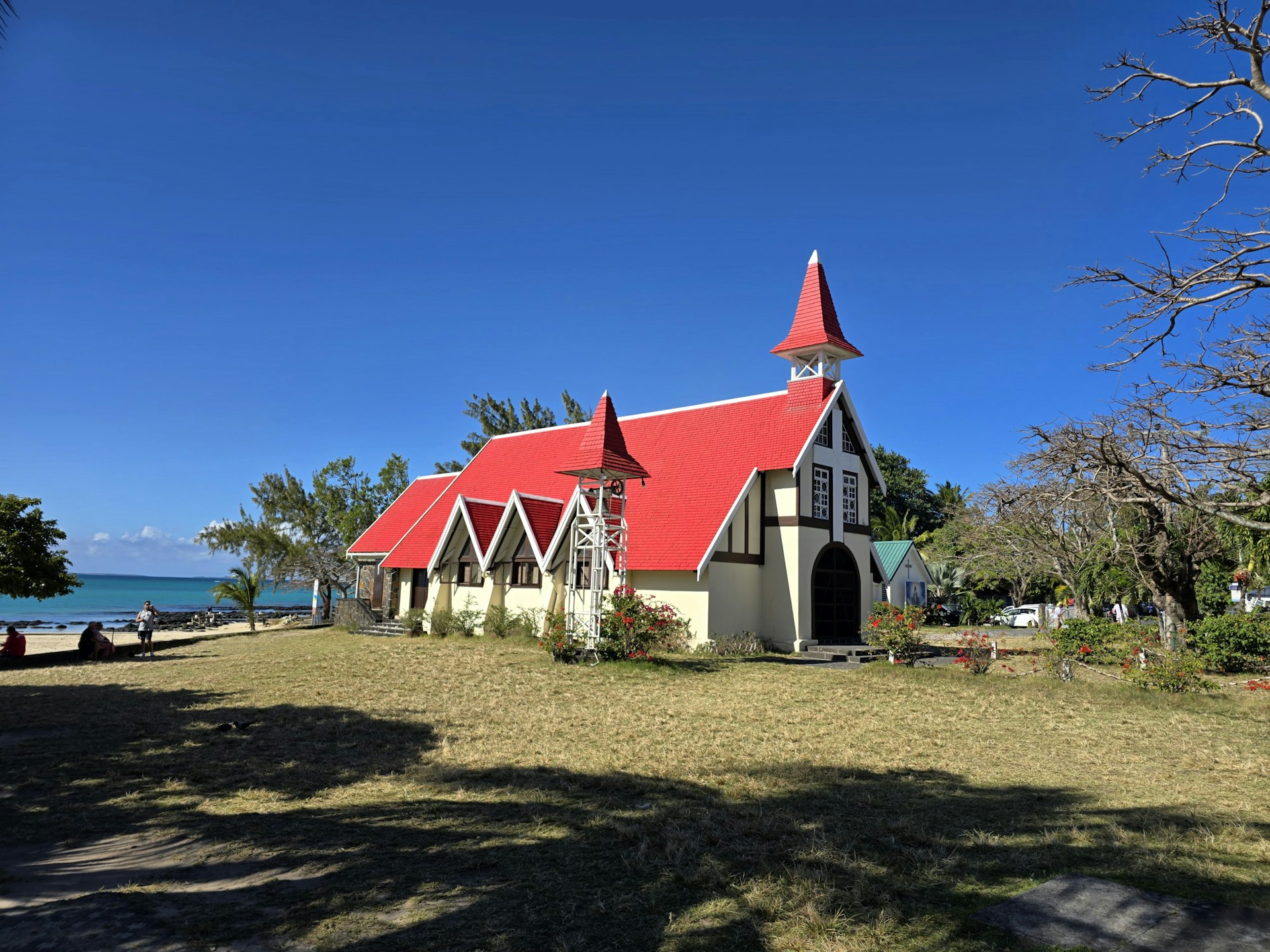 Local architecture showing a beautiful church with a characteristic red roof