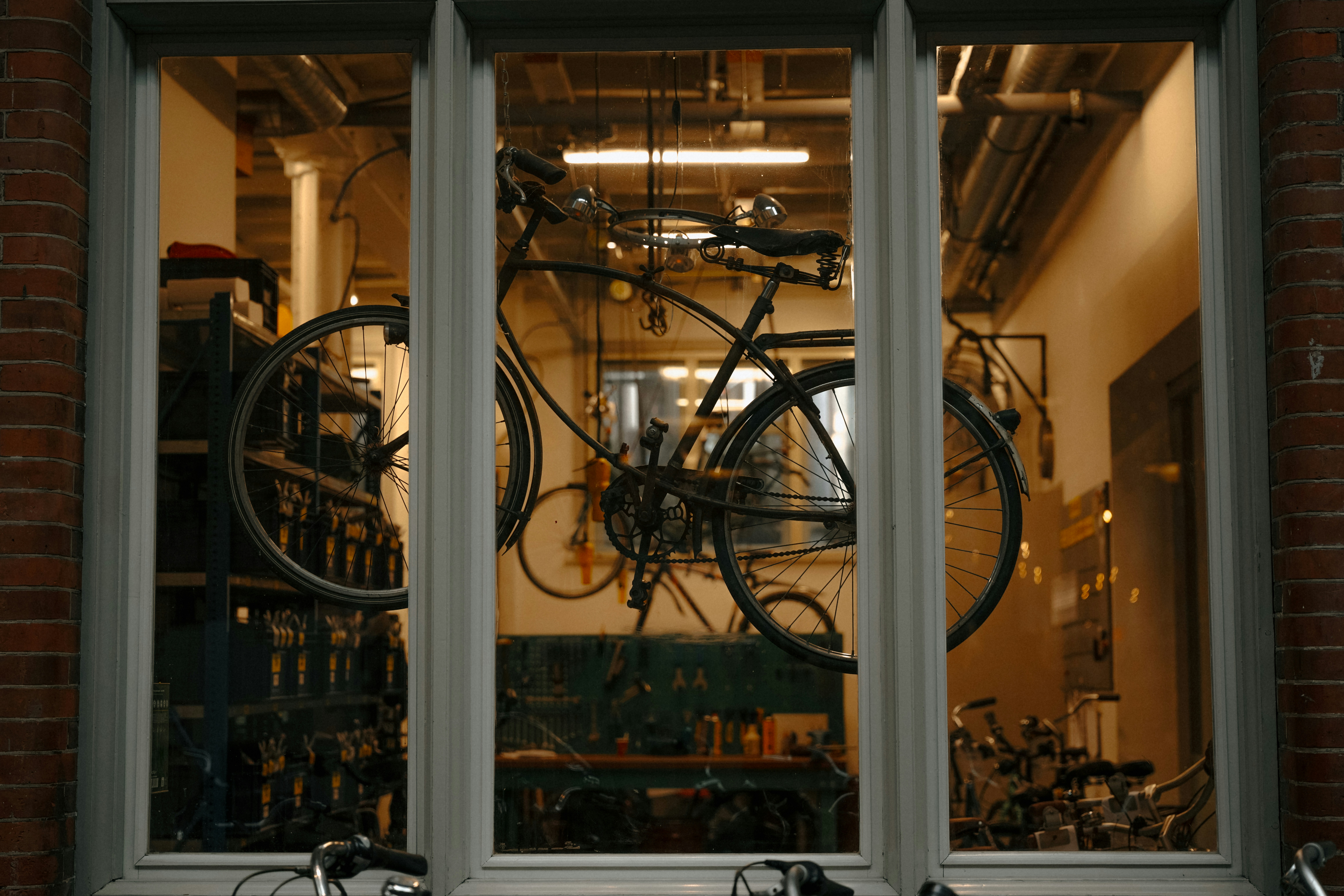 Bicycle through window