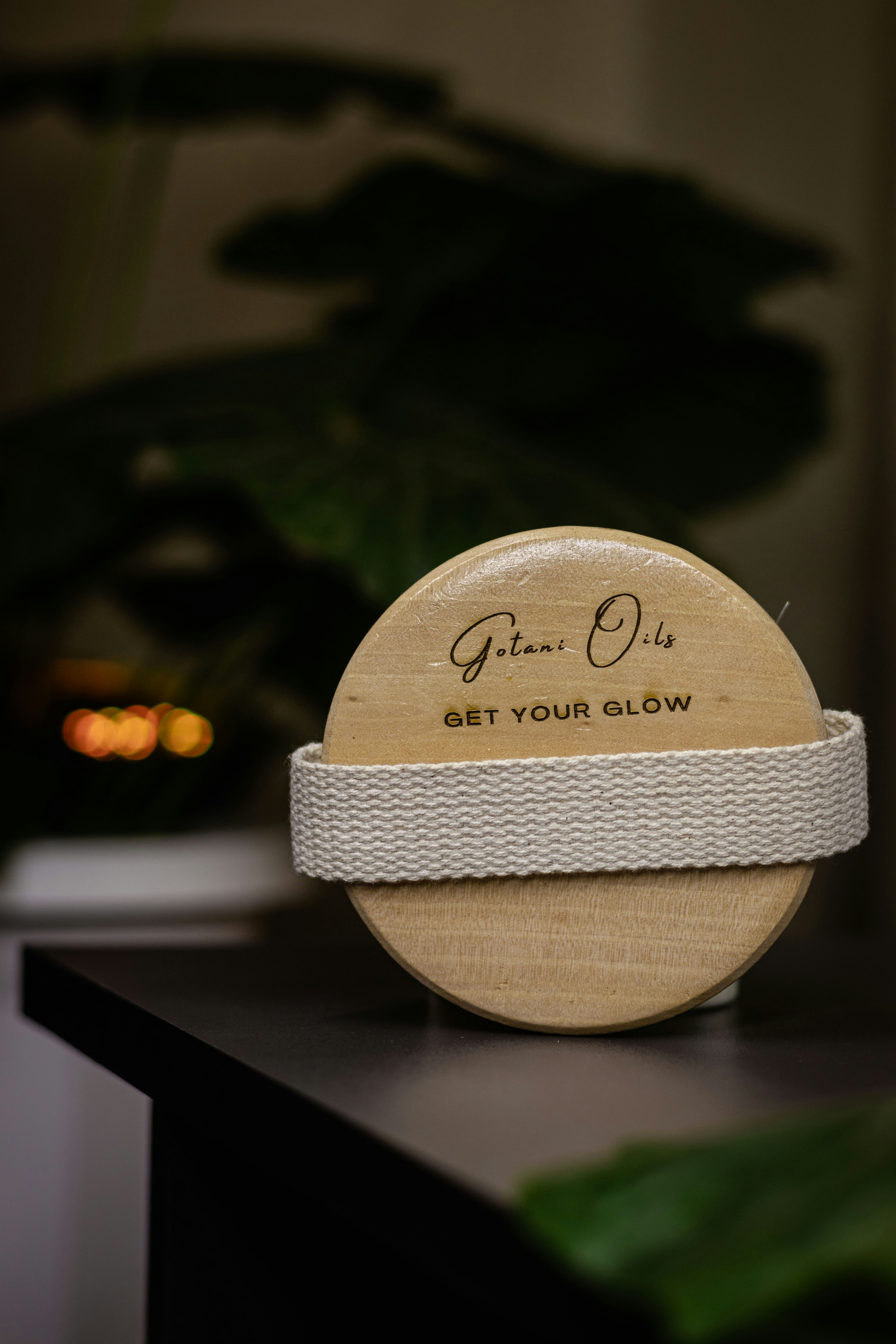 A wooden product with "get your glow" written.