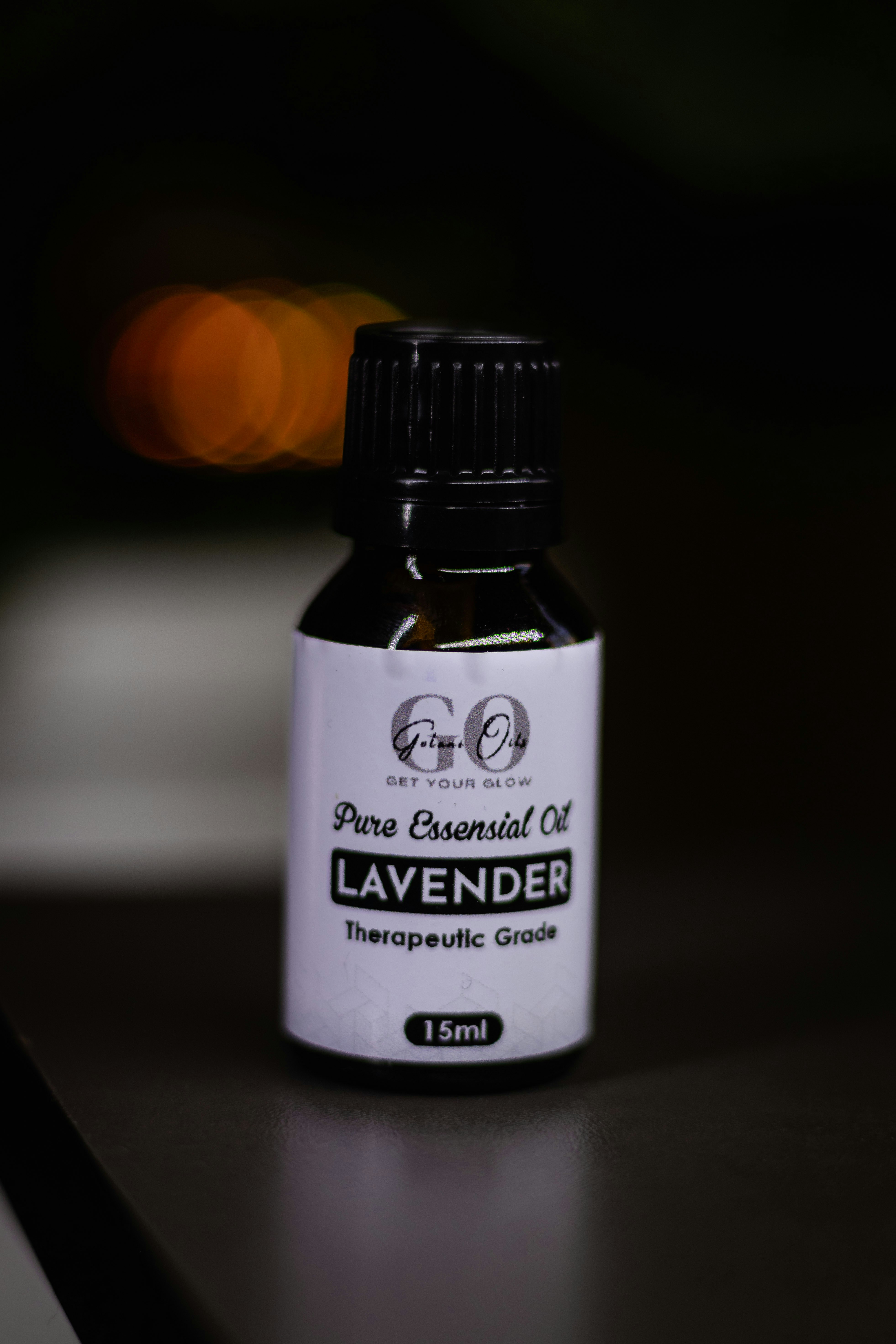 A bottle of lavender essential oil.