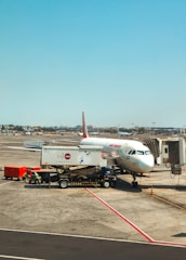 Air india plane at the airport terminal.