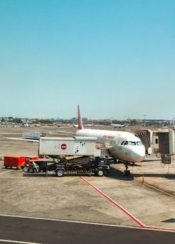 Air india plane at the airport terminal.