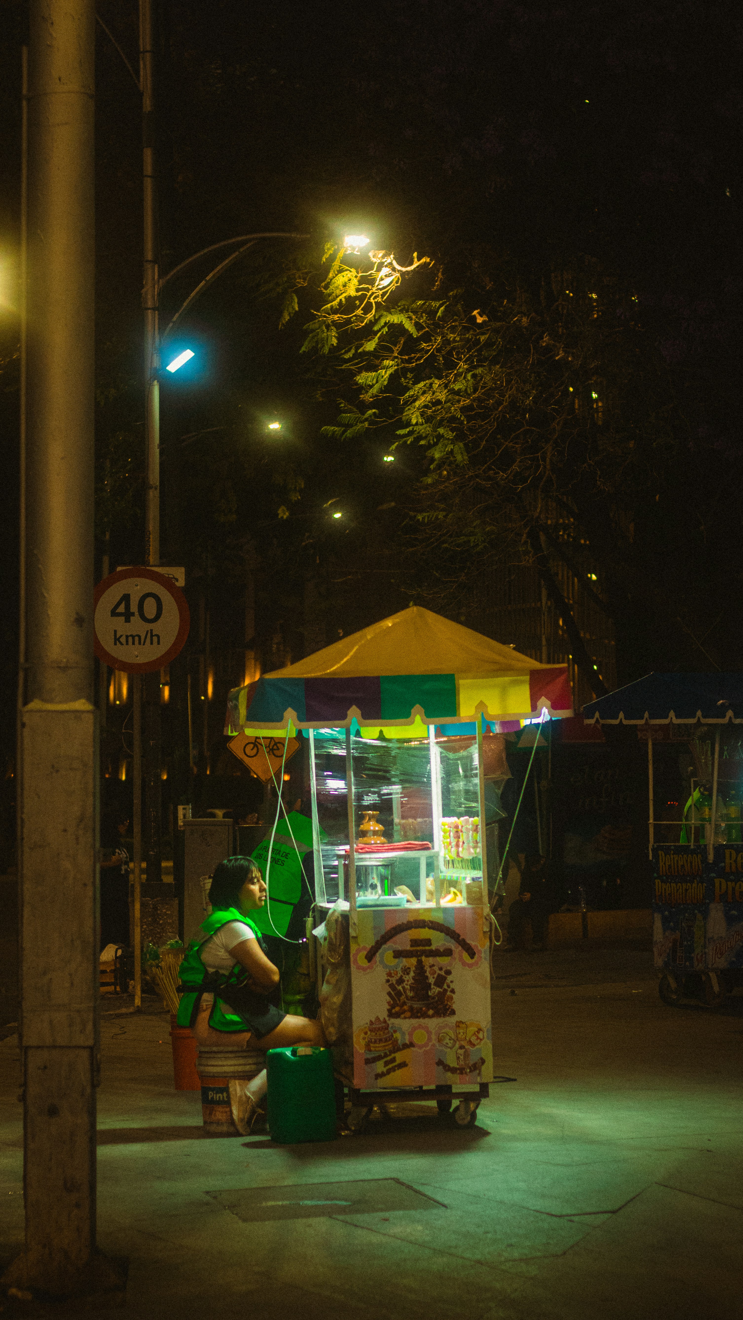 Colorful street food stand