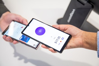 Mobile payment is being made with a smartphone.