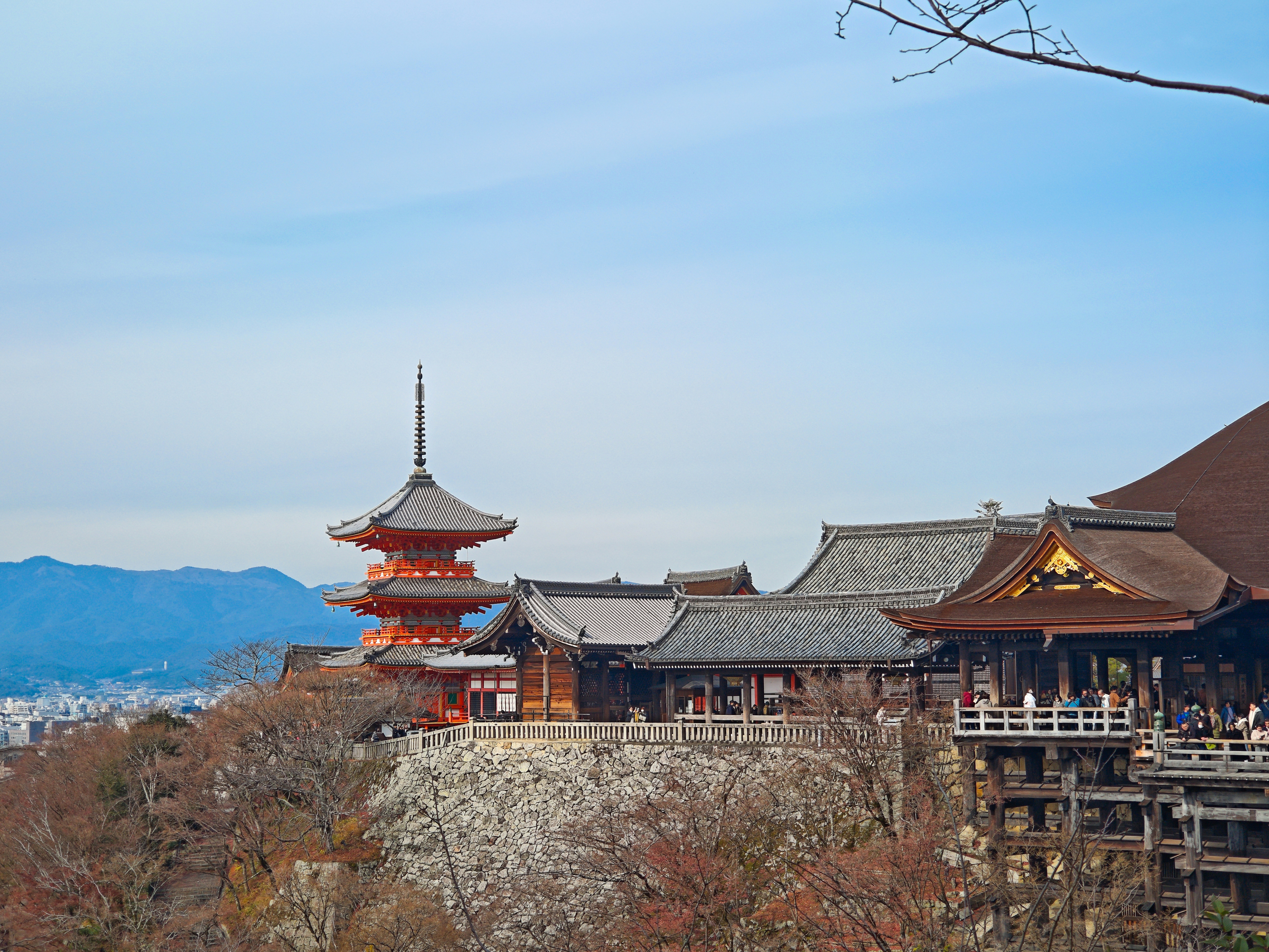 Scenic view of a japanese temple complex.