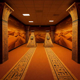 An egyptian-themed bowling alley creates a unique ambiance.