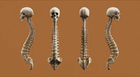 Four views of a human skeleton.