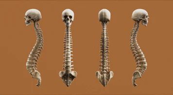Four views of a human skeleton.