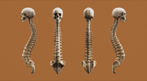 Four views of a human skeleton.