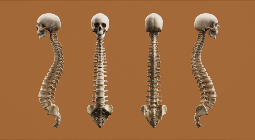 Four views of a human skeleton.