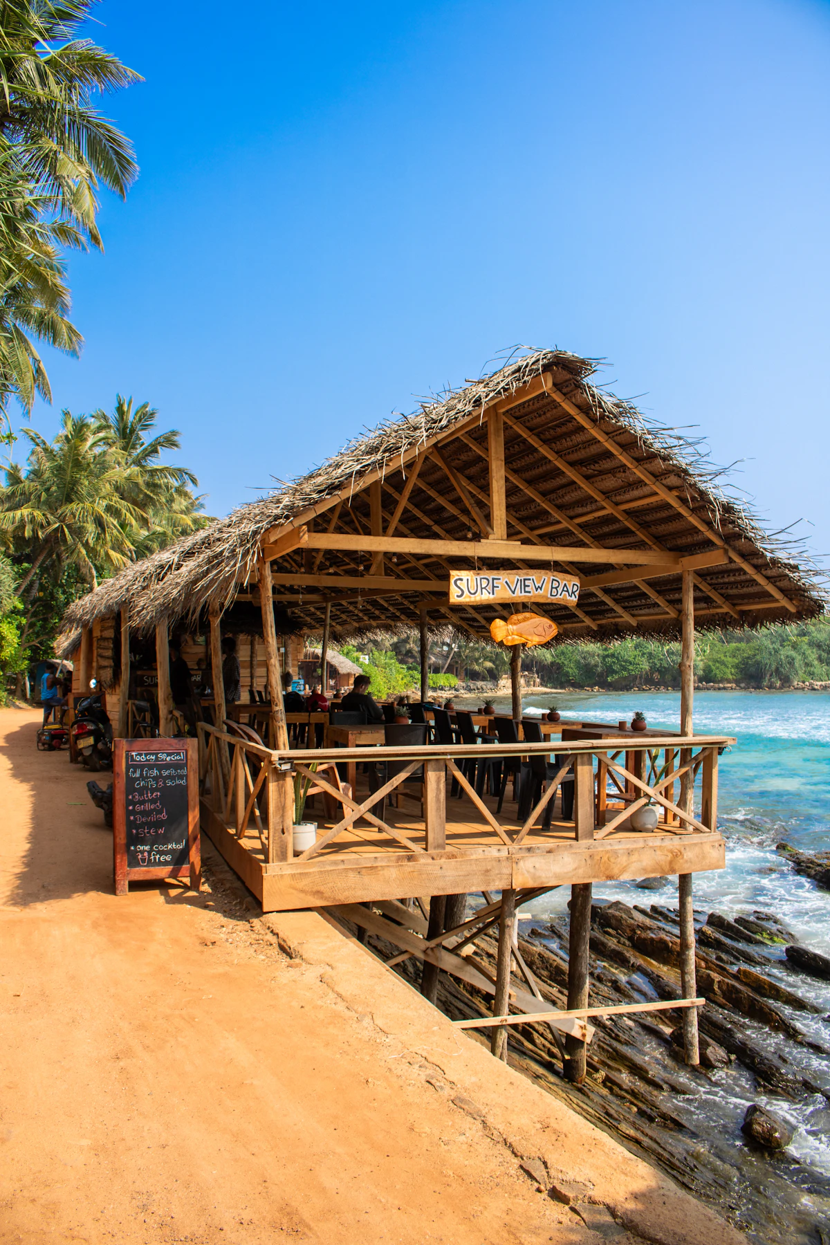 Sri Lankan beach restaurant overlooking the sea