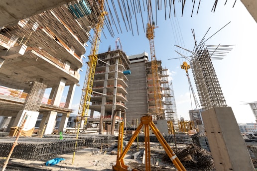 Construction of several high-rise buildings is underway.