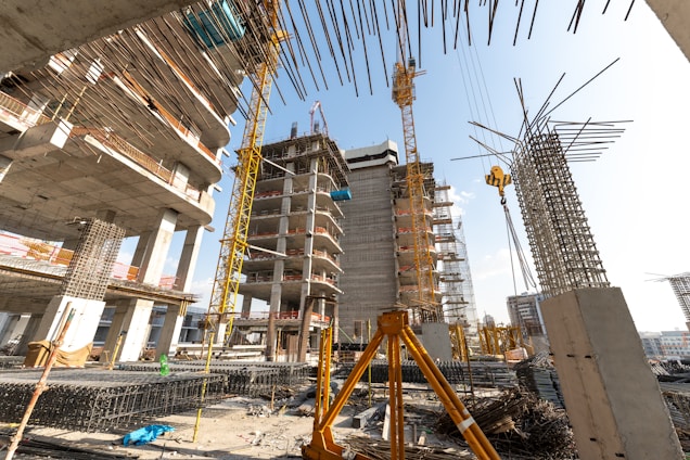 Construction of several high-rise buildings is underway.