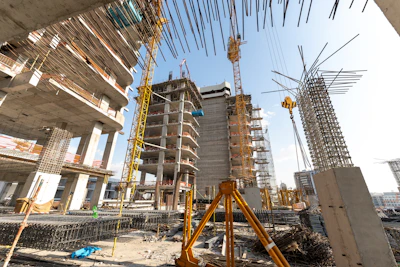 Construction of several high-rise buildings is underway.