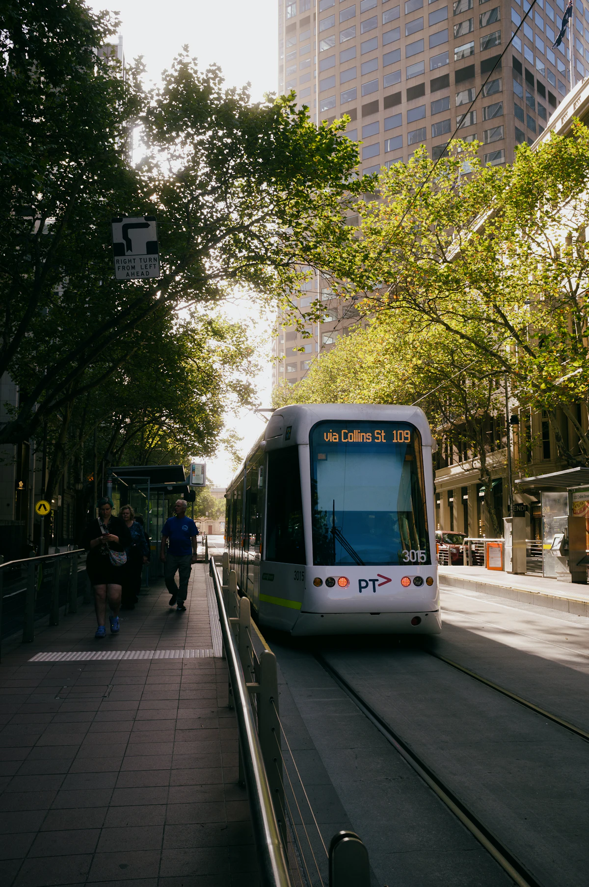 Melbourne tram travelling through the city