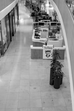 An overhead shot of a mall hallway.