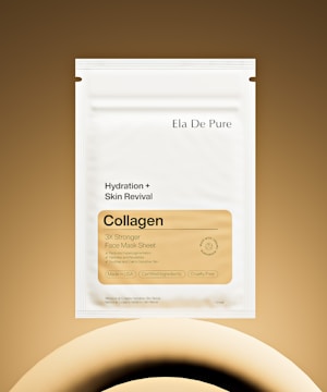 Collagen face mask sheet promises hydration and skin revival.