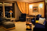 A luxurious and elegant living room is depicted.