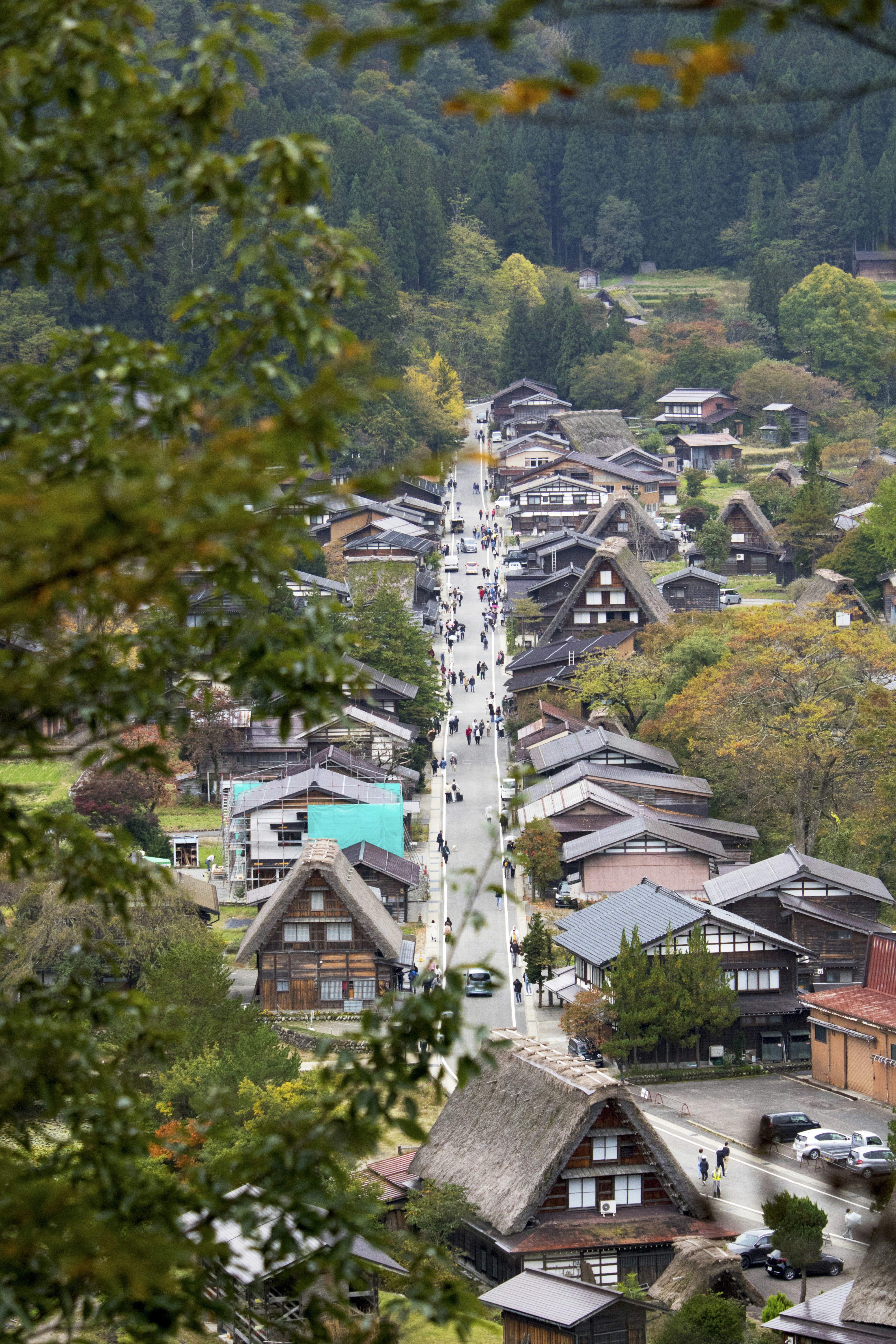 A village nestled in a valley, japan.